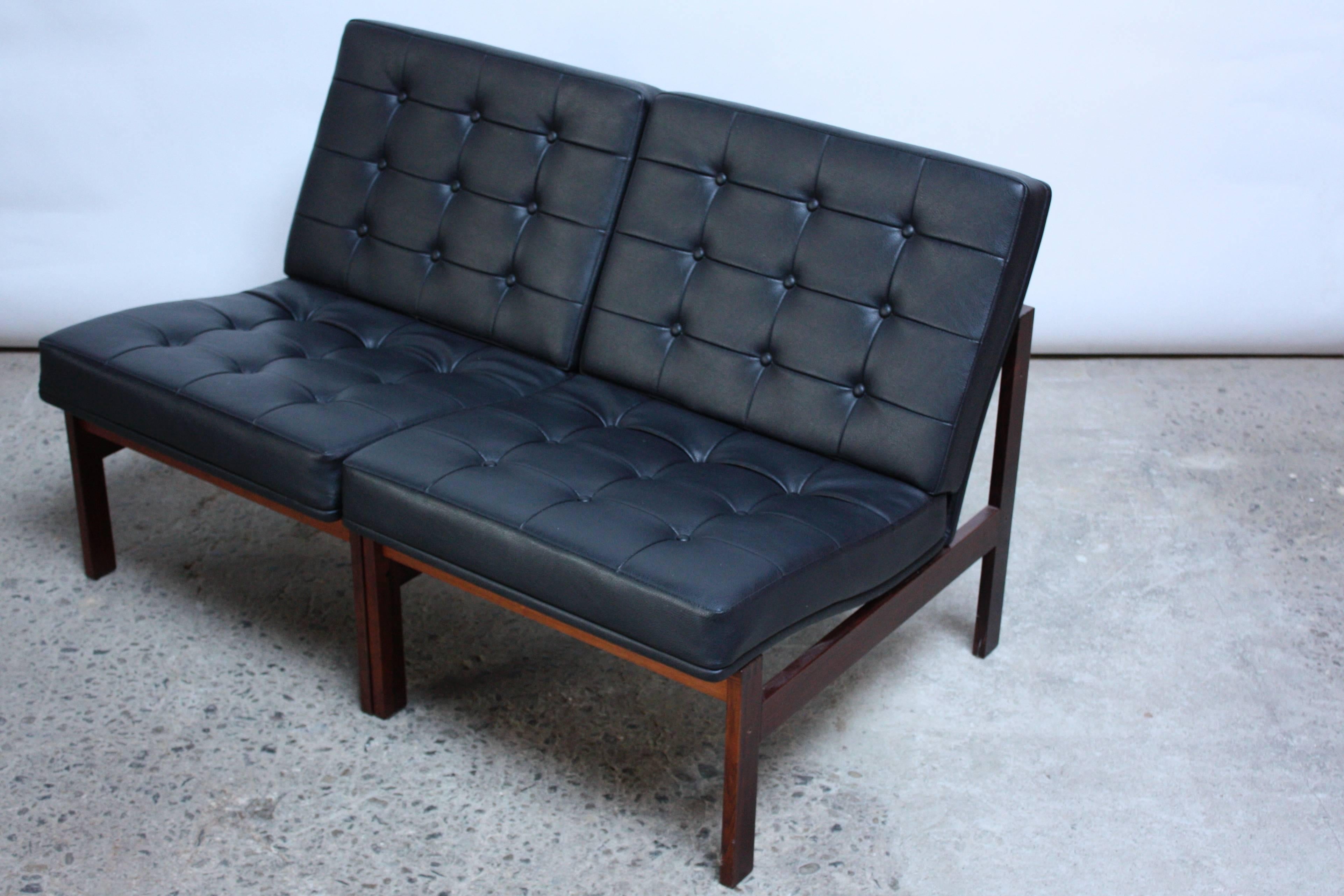Mid-Century Modern Ole Gjerløv-Knudsen Moduline Sofa in Rosewood and Leather
