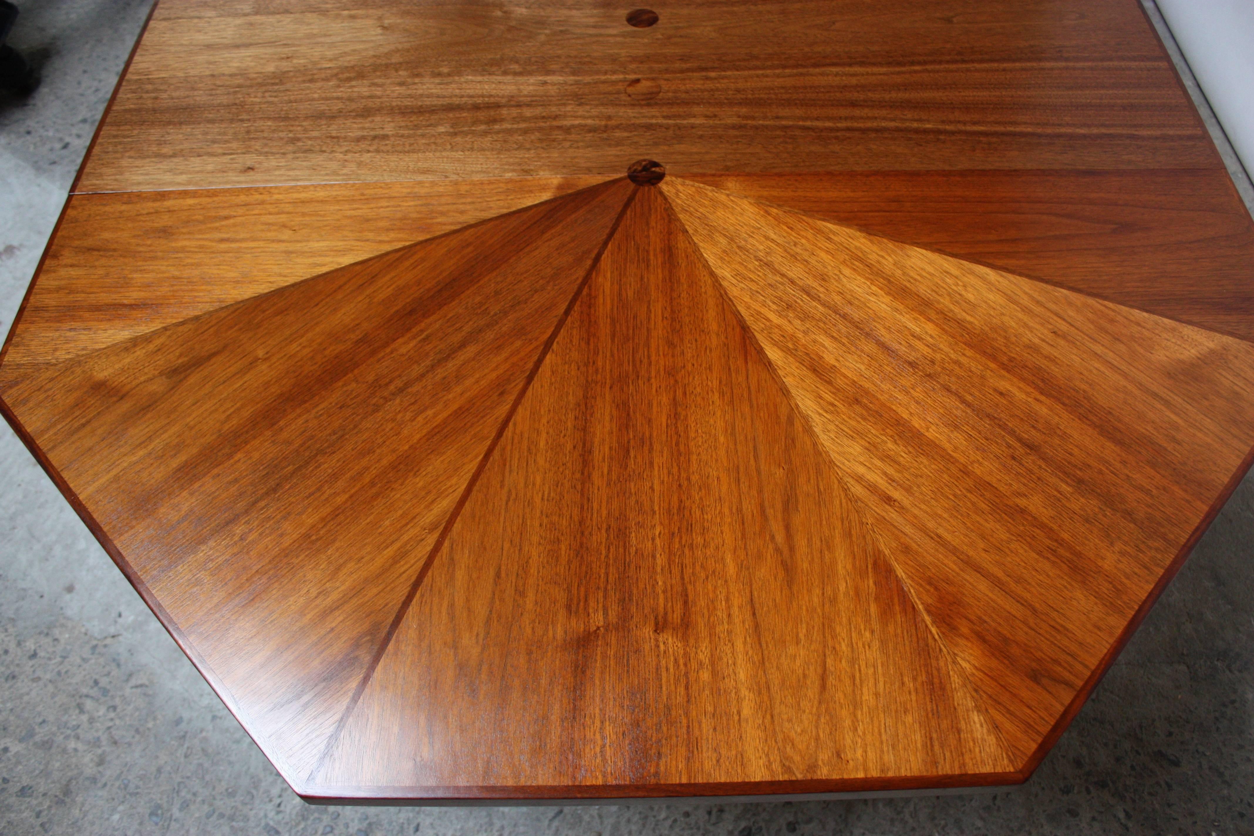 Mid-Century Modern Octagonal Walnut Dining Table Attributed to Harvey Probber