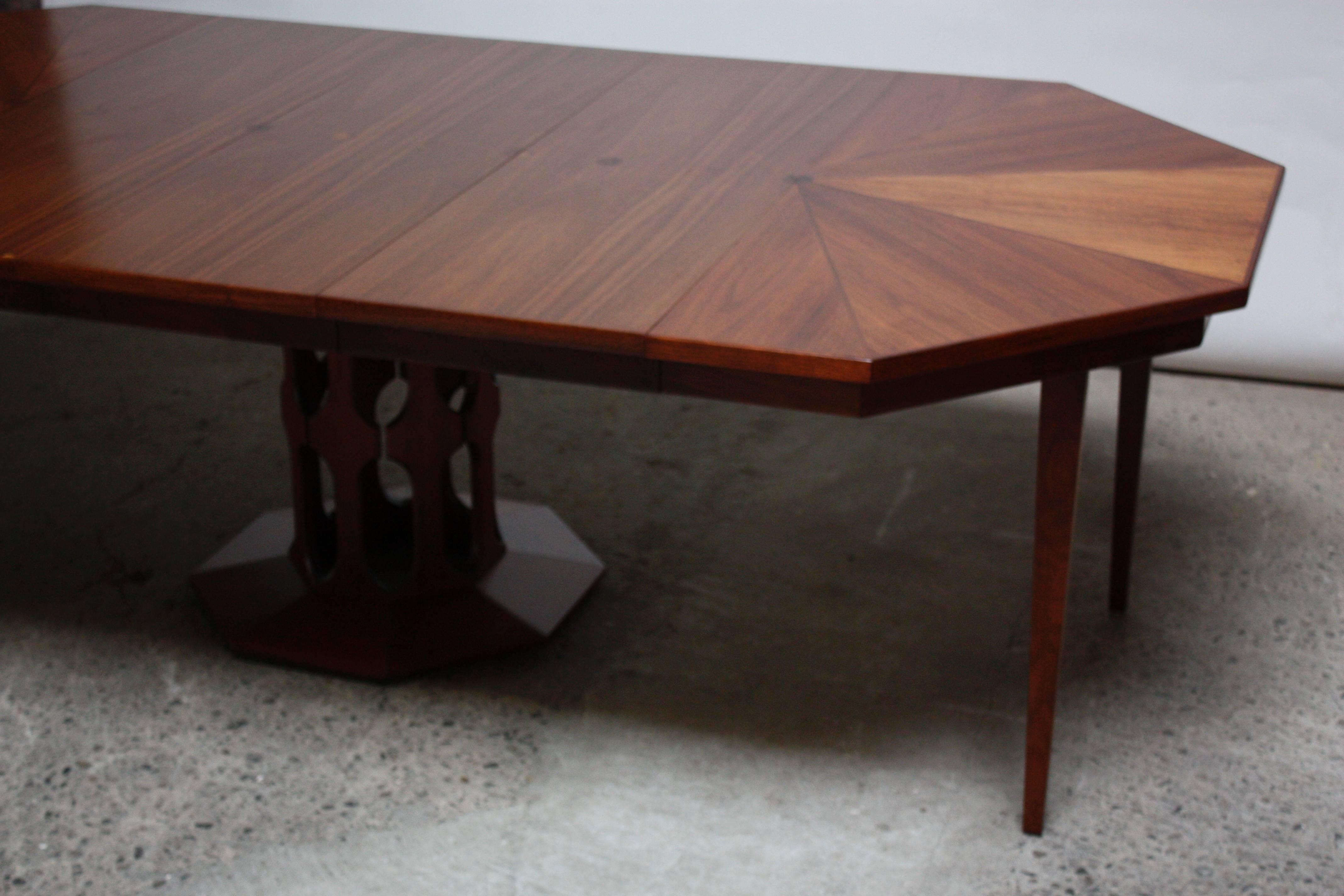 Octagonal Walnut Dining Table Attributed to Harvey Probber 1
