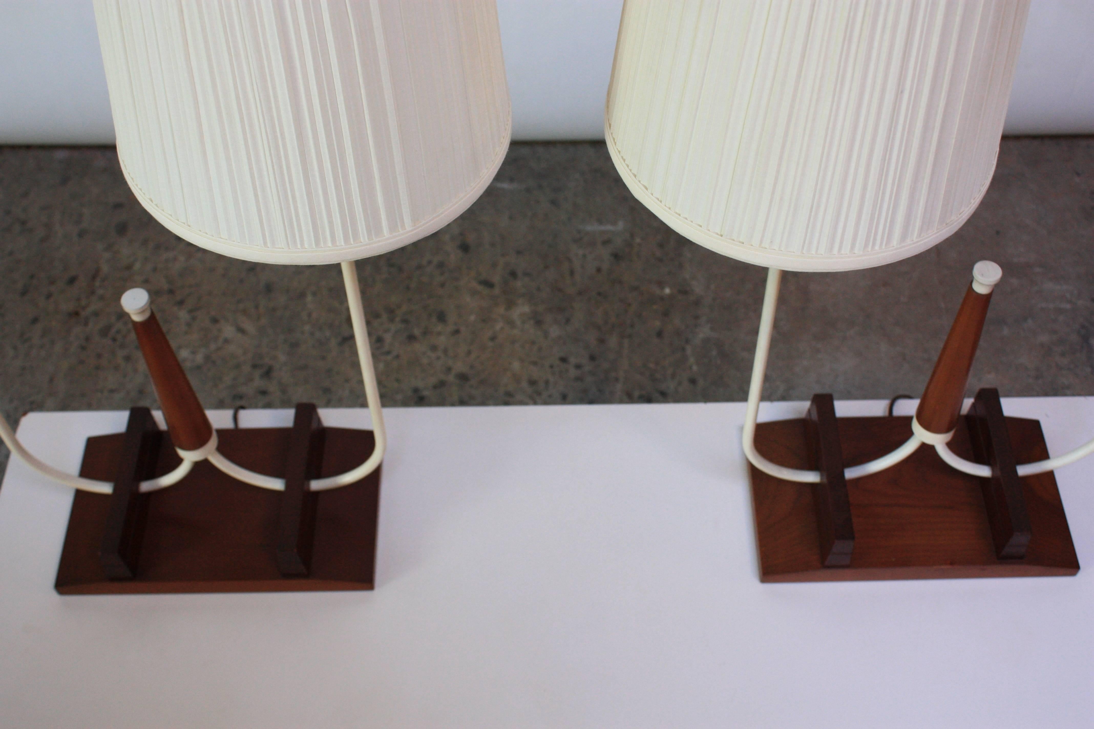 Pair of French Midcentury Double Fixture Table Lamps 2