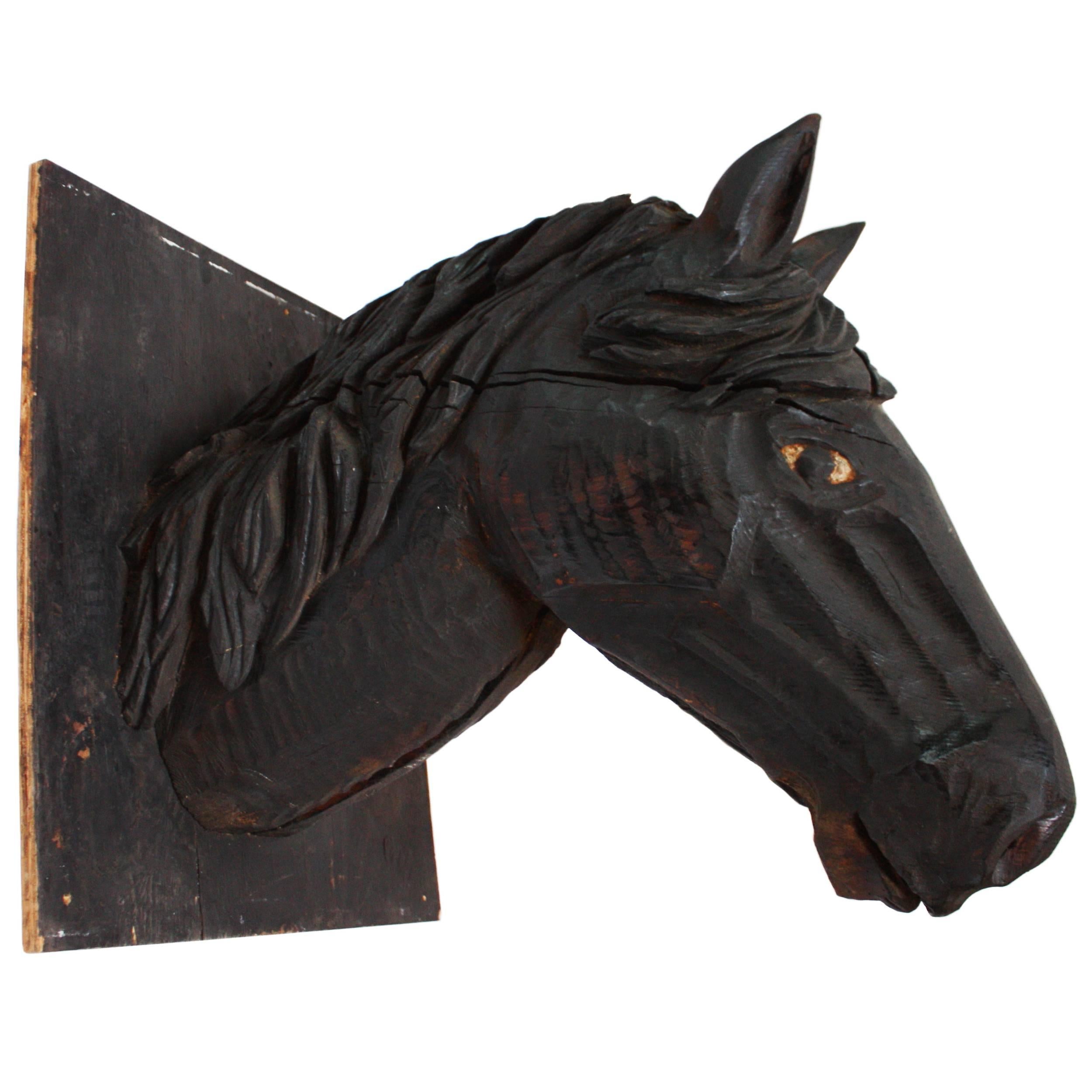 Mountable Hand-Carved Horse Head Trade Sign