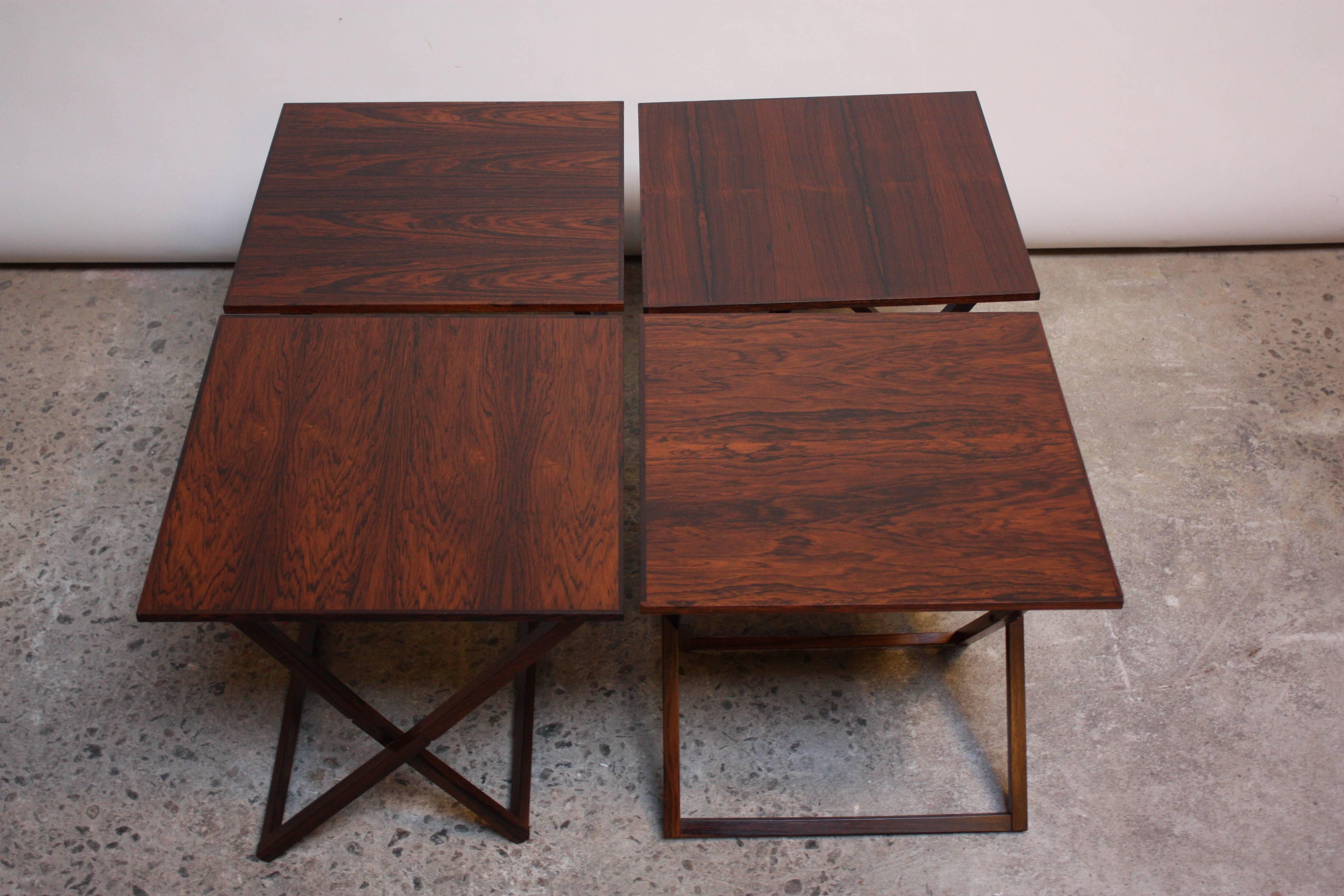 Aksel Kjersgaard Cube of Danish Modern Rosewood Tray Tables 5