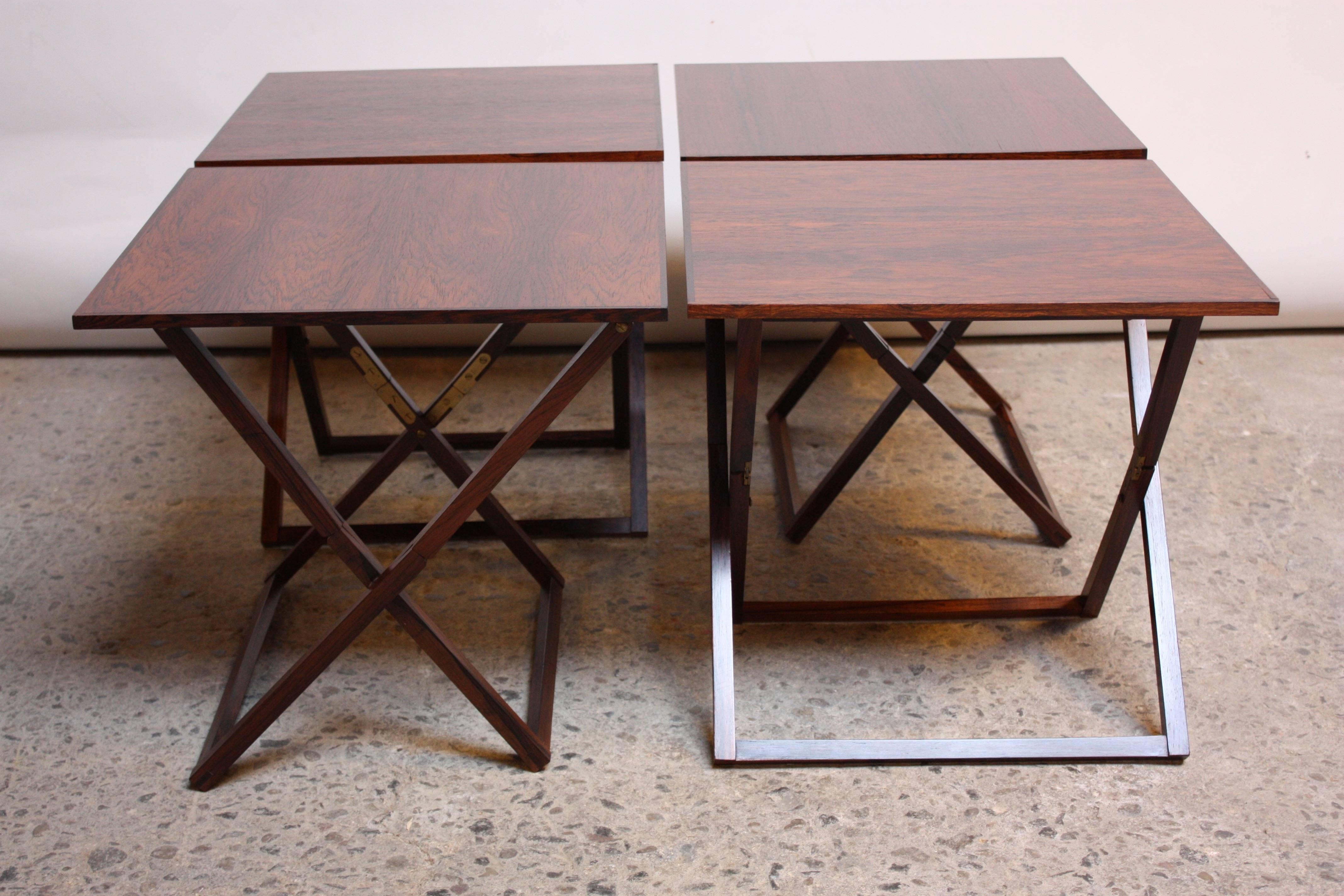 Mid-20th Century Aksel Kjersgaard Cube of Danish Modern Rosewood Tray Tables