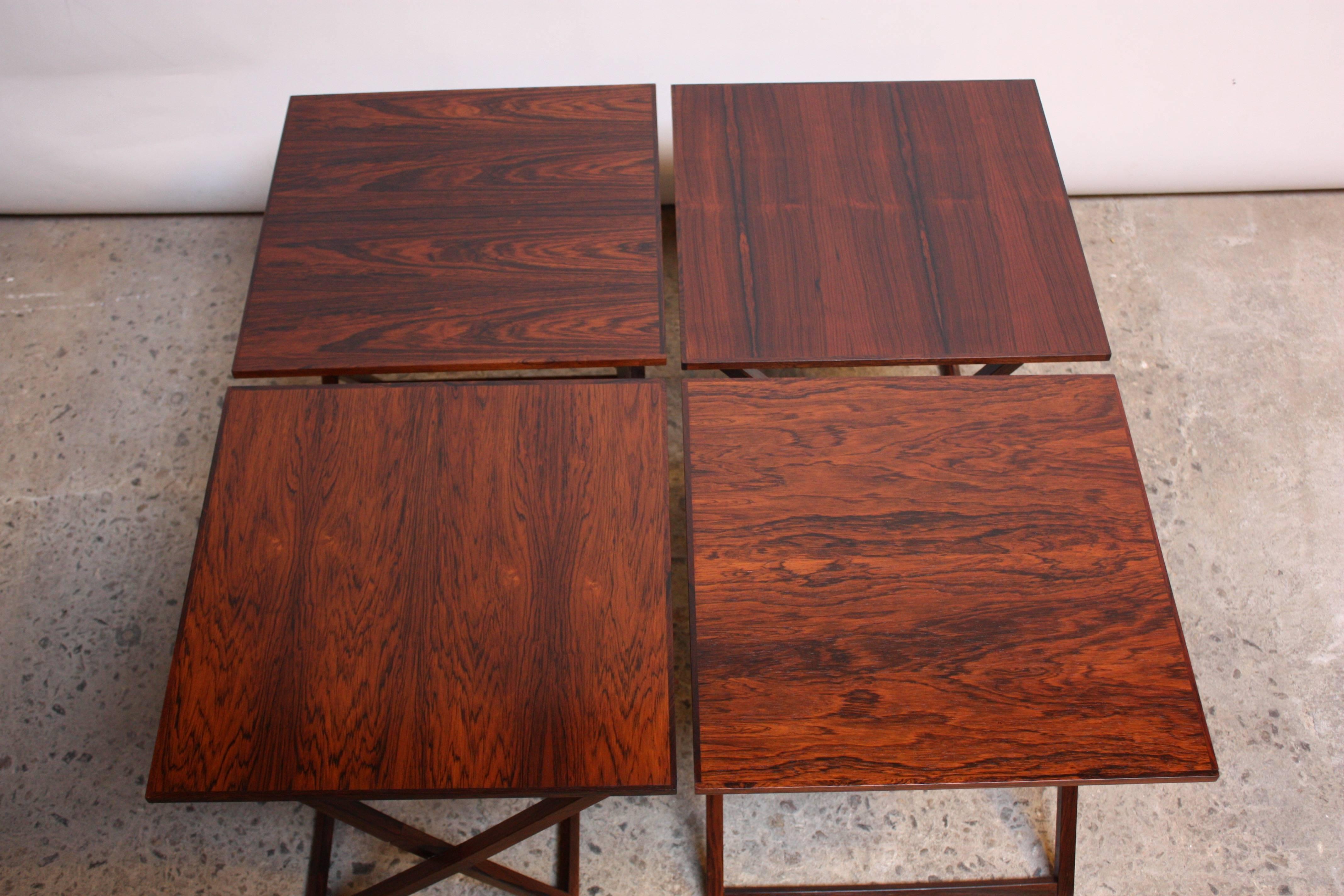 Aksel Kjersgaard Cube of Danish Modern Rosewood Tray Tables In Good Condition In Brooklyn, NY