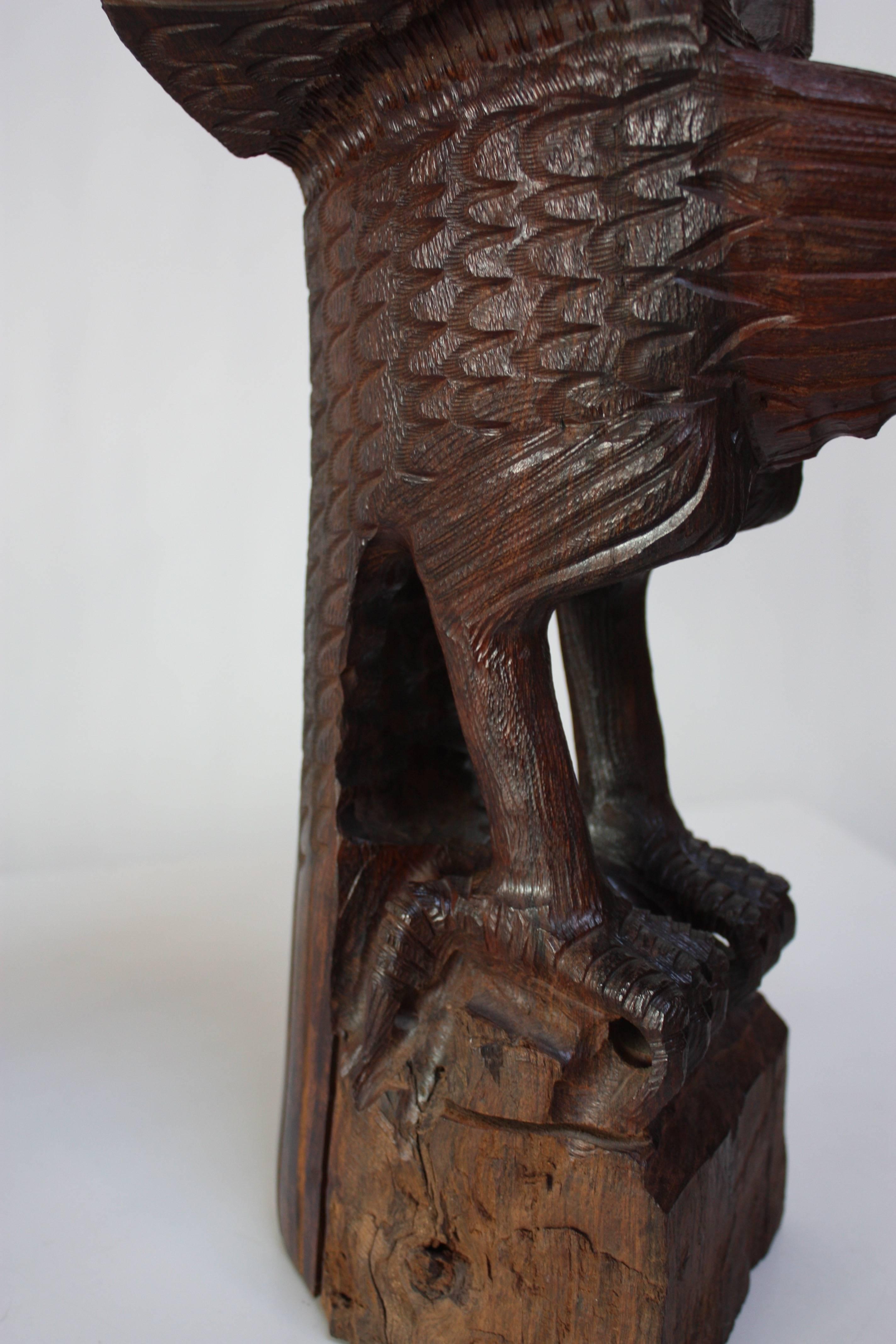 Wood Pair of Ironwood Carved Eagles