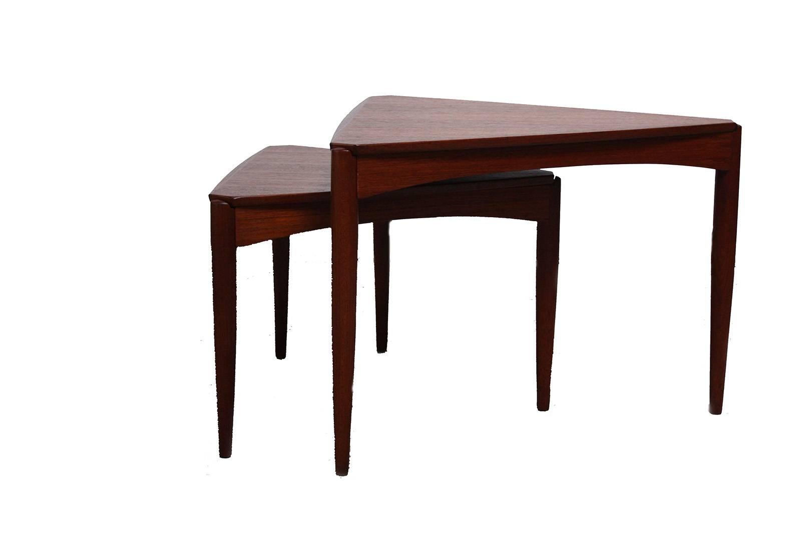 Duo of Teak Triangular Nesting Tables by Dux at 1stDibs triangle nest