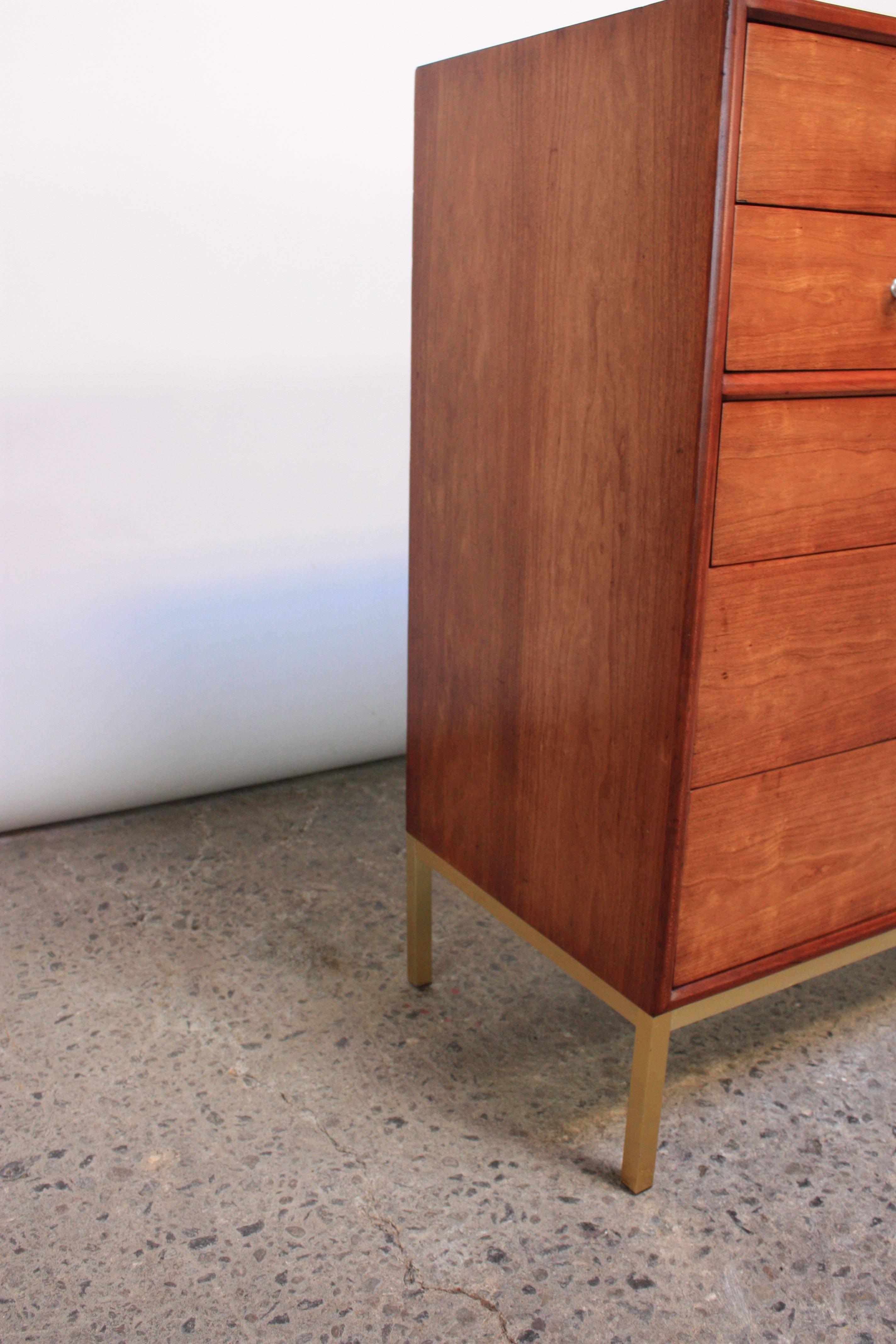 Kipp Stewart for Drexel Chest of Drawers with Anodized Brass Aluminum Base In Good Condition In Brooklyn, NY