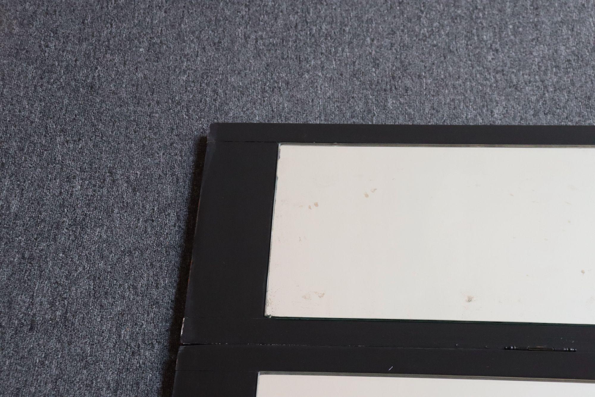 Divisorio o schermo a specchio d'epoca a tre pannelli in legno ebanizzato a forma di persiana in vendita 6