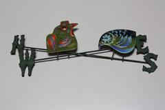 Curtis Jere Enamel on Copper Bird Weather Vane Wall Sculpture