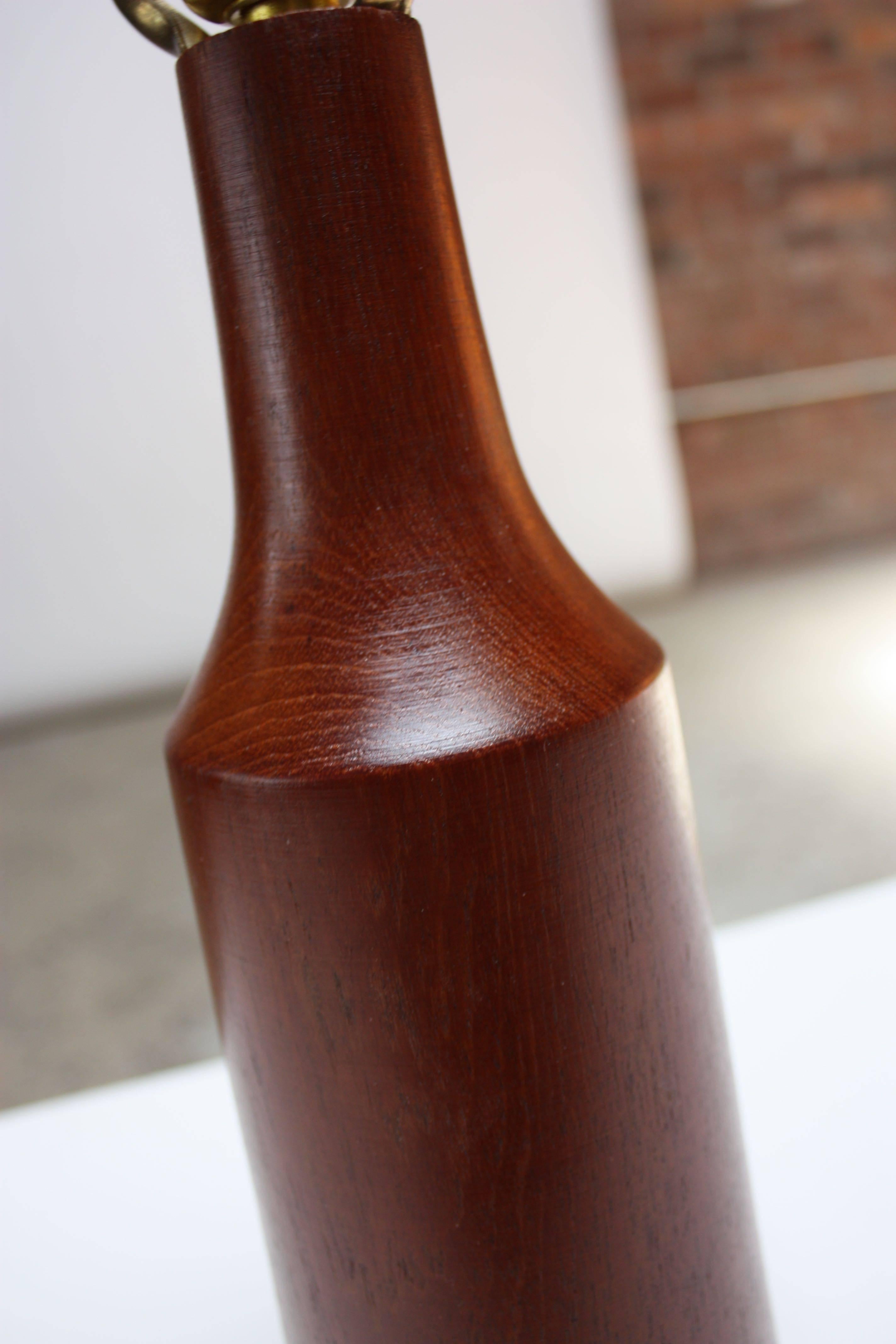 Danish Turned Teak Table Lamp In Excellent Condition In Brooklyn, NY