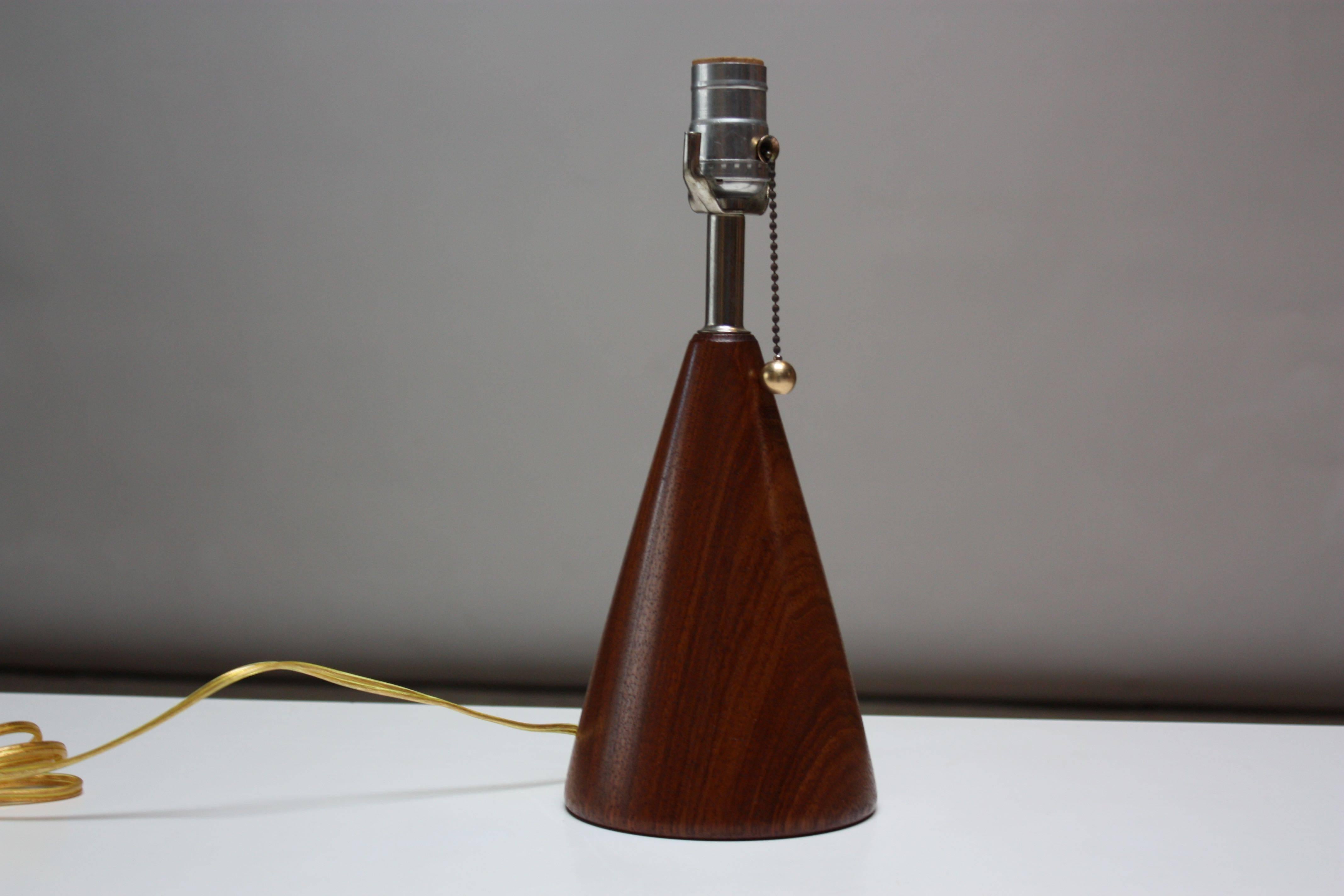 American Mid-Century Koa Wood Conical Table Lamp