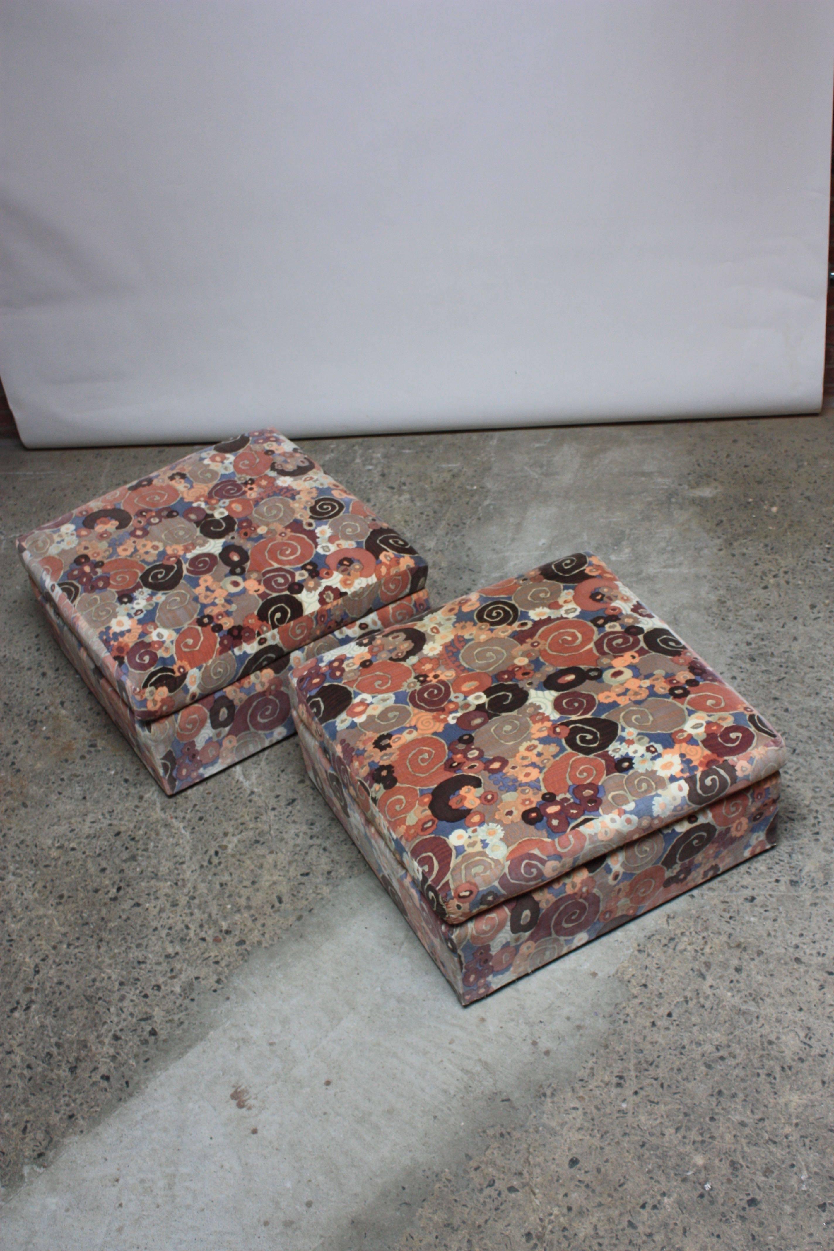 Pair of Ottomans in Jack Lenor Larsen Fabric 3