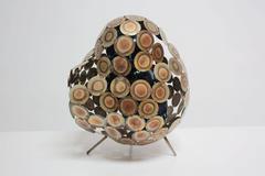 Steel and Enameled Porcelain Abstract Brutalist Table Sculpture
