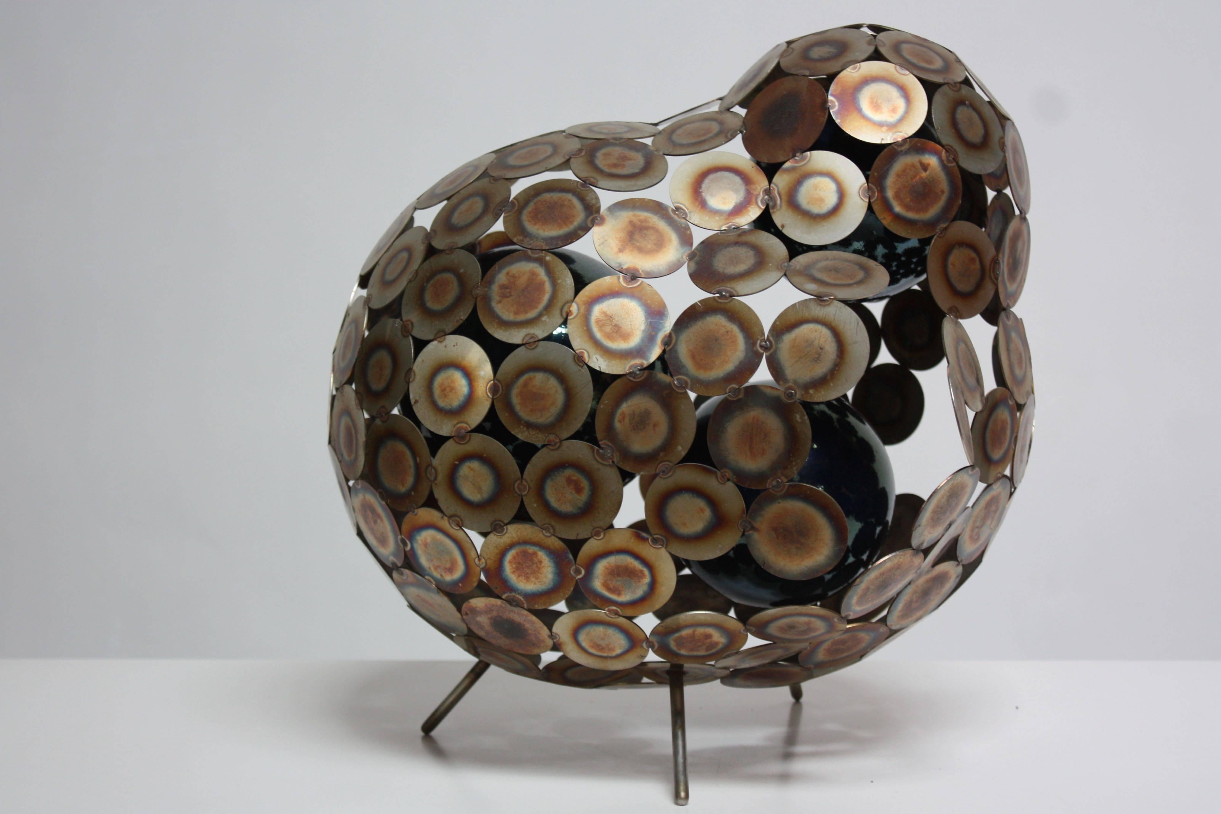 Steel and Enameled Porcelain Abstract Brutalist Table Sculpture 3