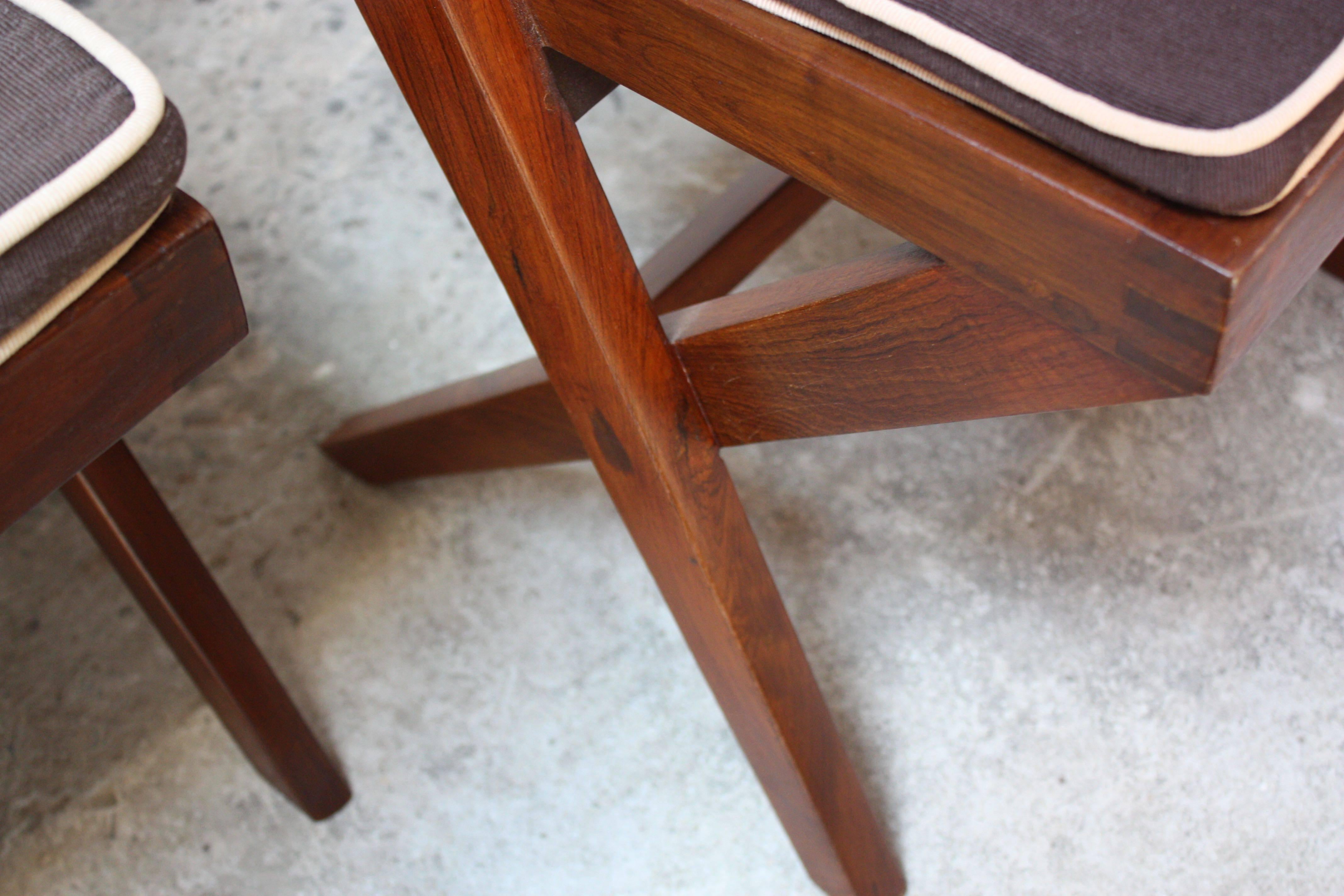 Mid-Century Modern Set of Six Pierre Jeanneret Library Chairs in Teak and Cane