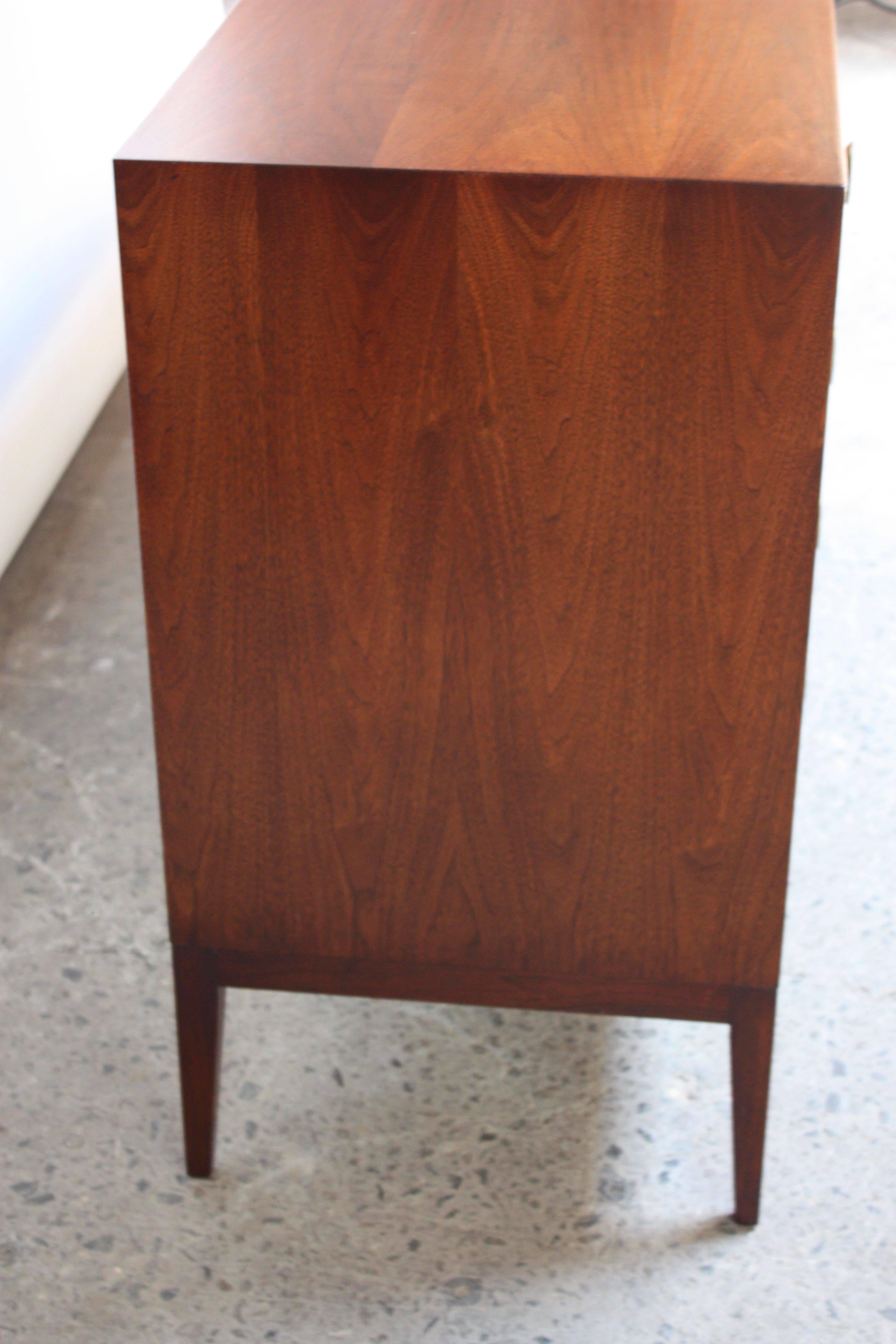 Mid-Century Walnut and Brass Credenza after Paul McCobb 1