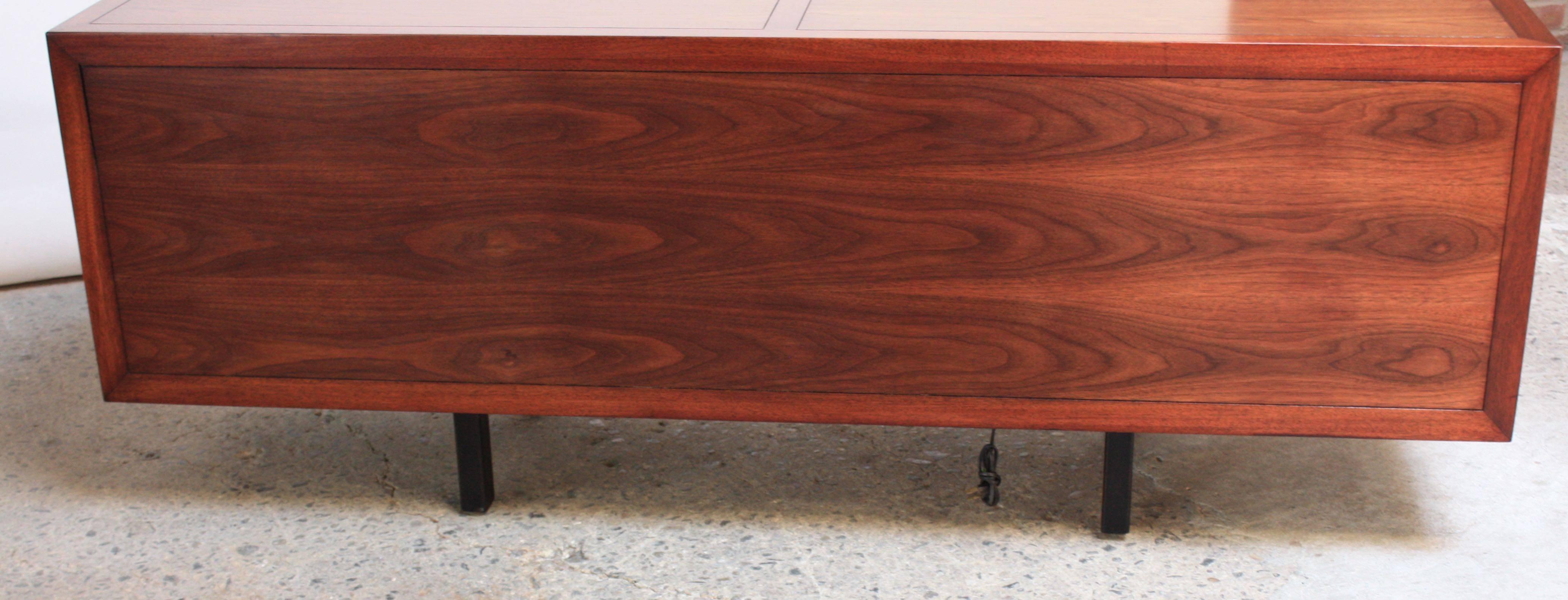 American 1970s Walnut, Bamboo and Cherry Credenza after Harvey Probber