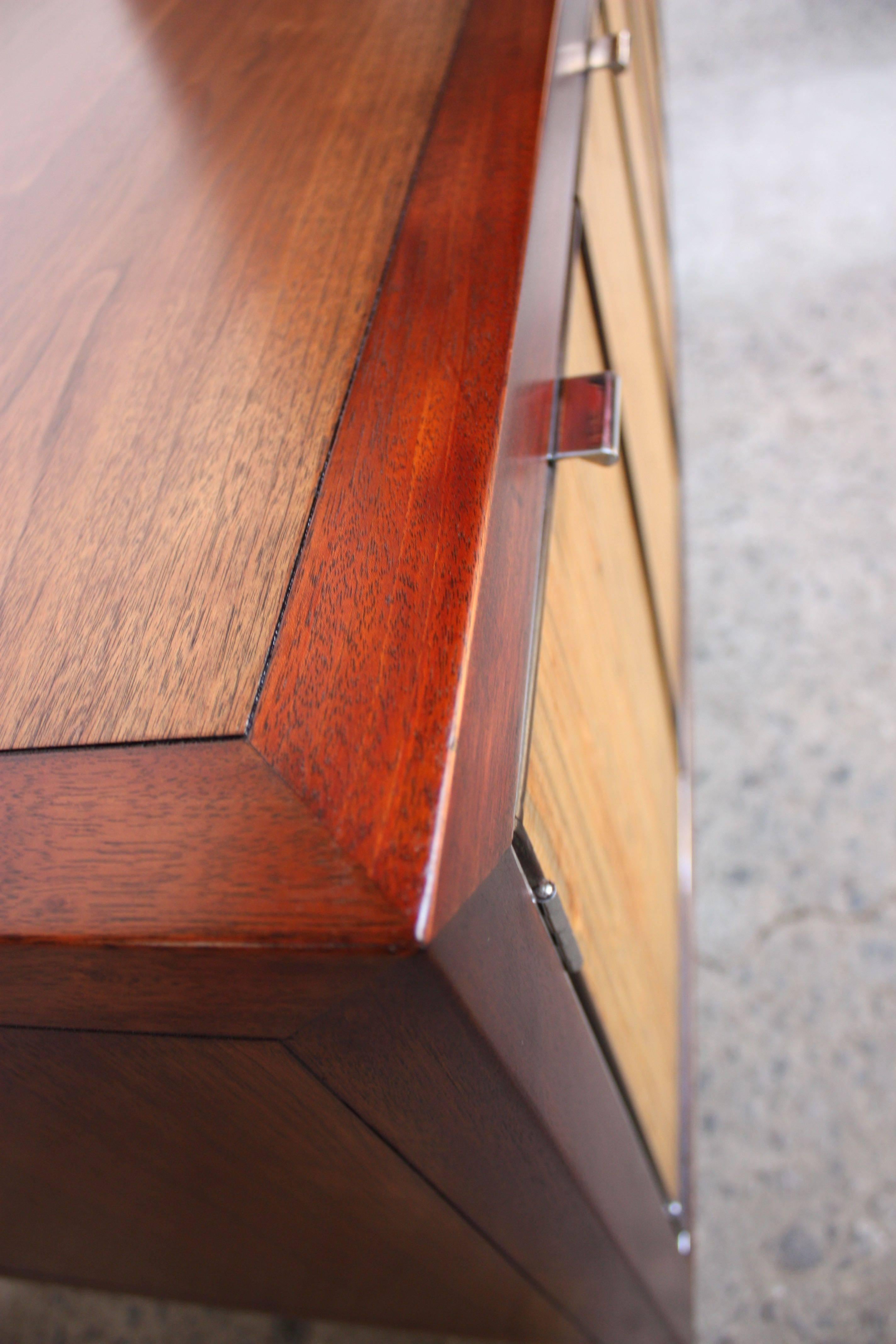 1970s Walnut, Bamboo and Cherry Credenza after Harvey Probber 2