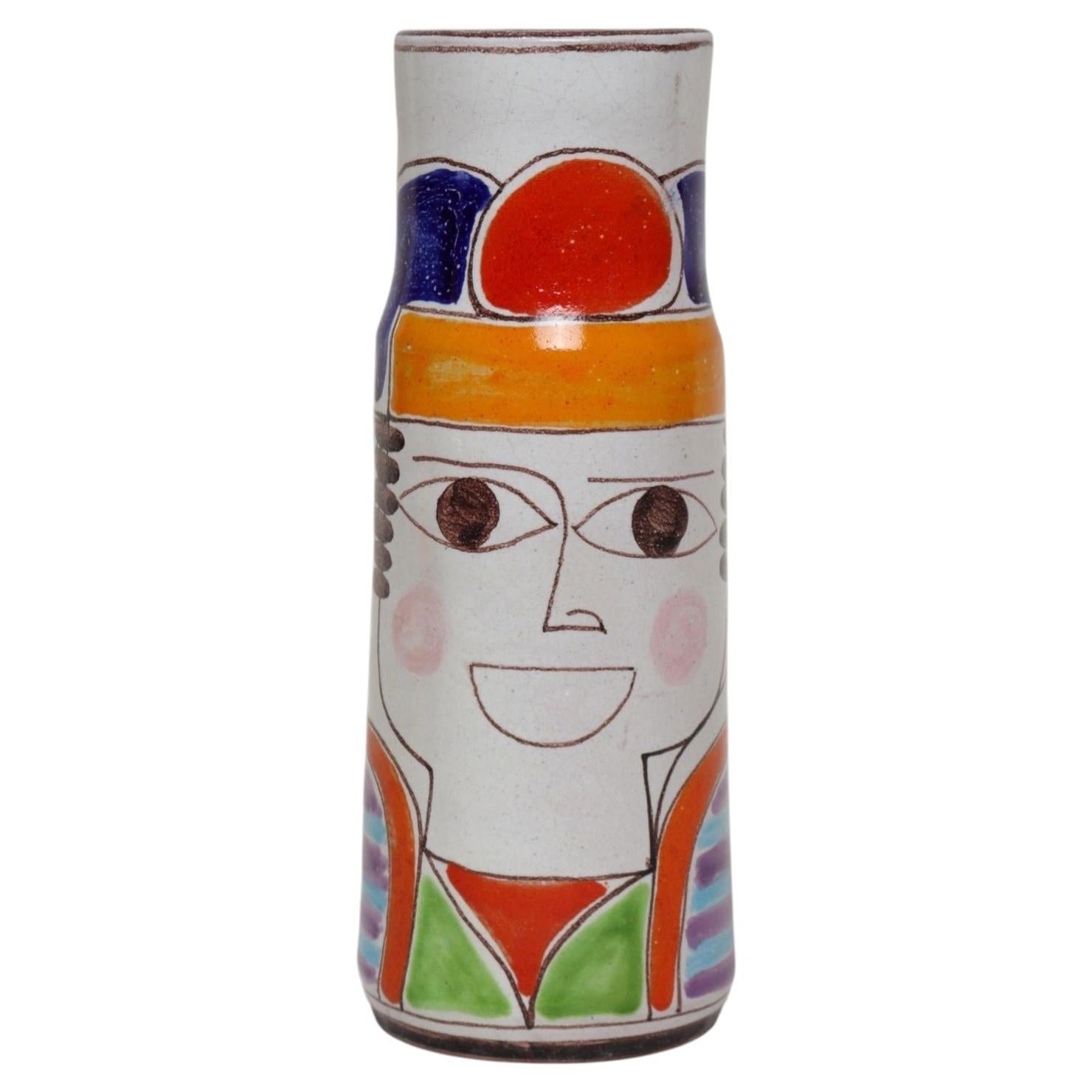 Vaso figurativo in ceramica modernista italiana dipinto a mano da Giovanni De Simone in vendita
