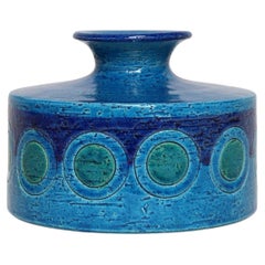 Vaso vintage in ceramica in stile moderno italiano "Ikano" di Rimini Blu, disegnato da Aldo Londi per Bitossi