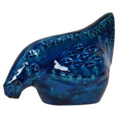 Vintage Aldo Londi for Bitossi Ceramic Rimini Blu Bird Commissioned by Merck