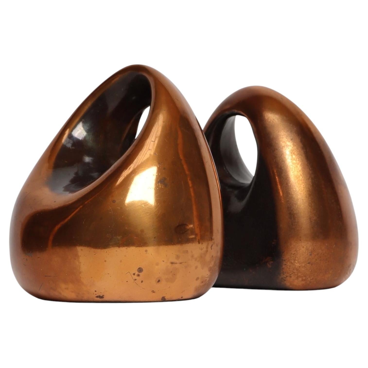 Vintage Copper Finish "Orb" Bookends by Ben Seibel for Jenfred Ware