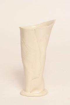 Petite Vintage Studio Pottery Asymmetrical Incised Ceramic Bud Vase Signed Young