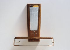 Wandgarderobe im amerikanischen Mid-Century-Modern-Stil aus Kastanienholz mit Spiegel und Ablage