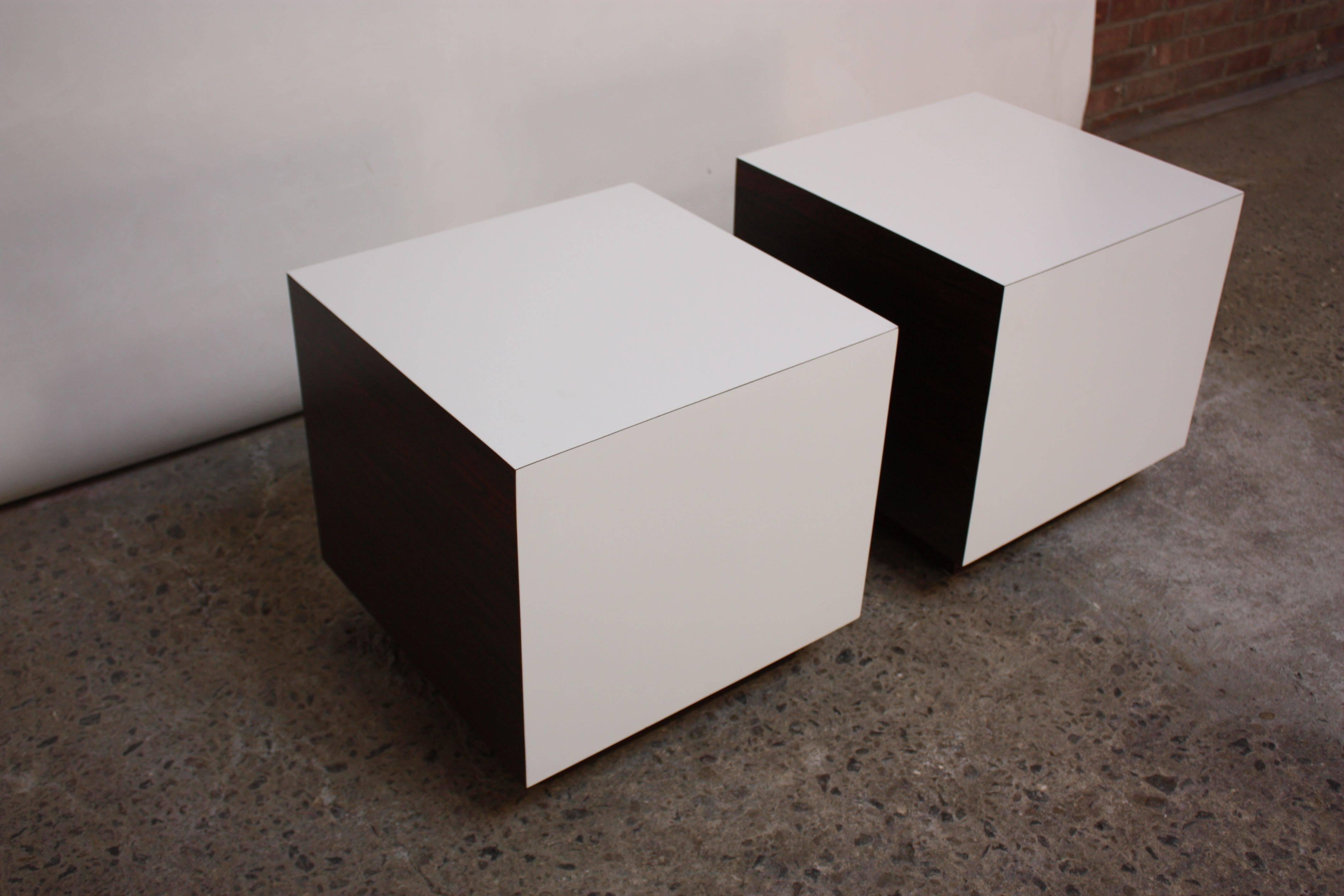 Diminutive Rosewood and Laminate Cube End Tables 3