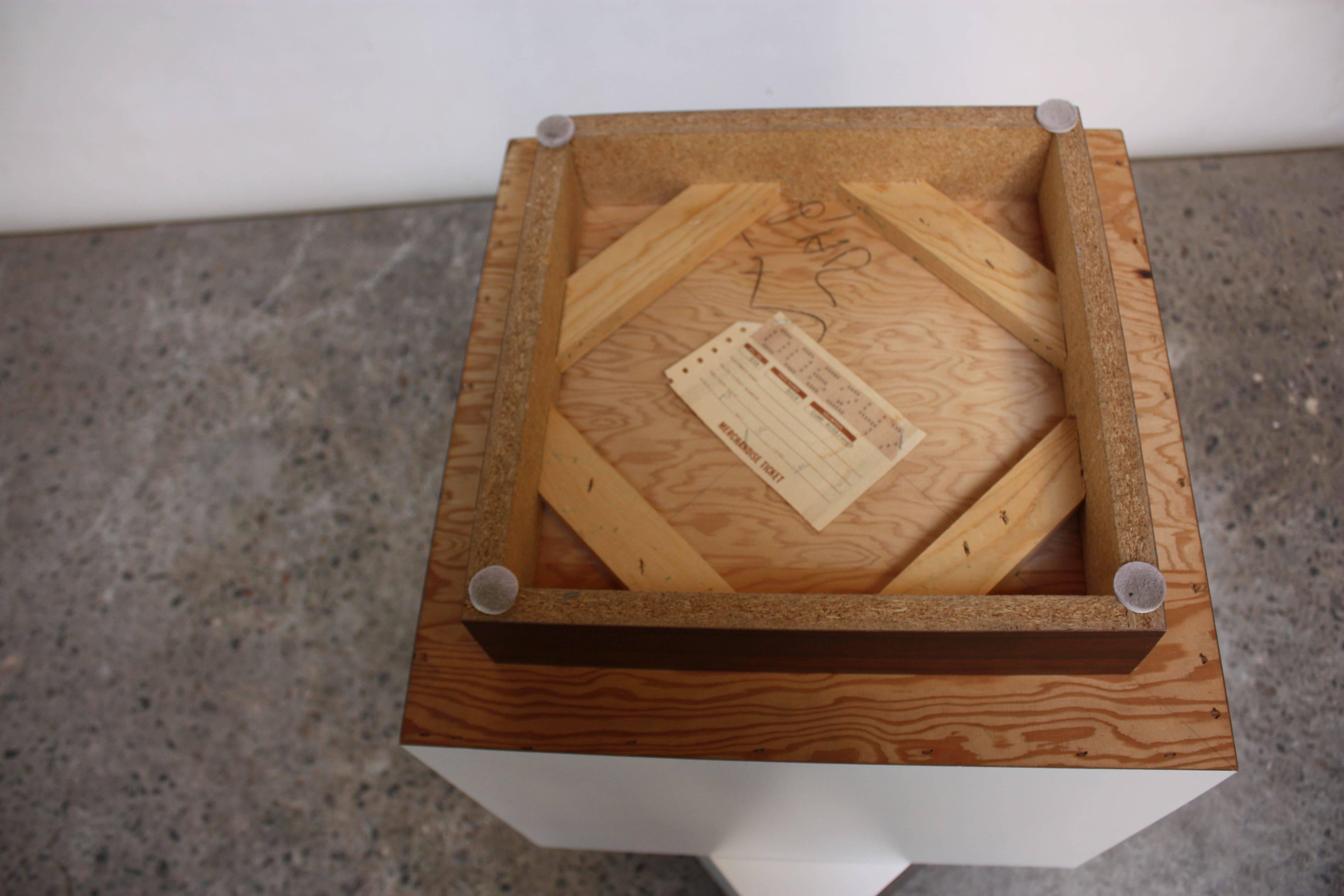 Veneer Diminutive Rosewood and Laminate Cube End Tables