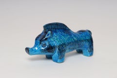 Vintage Italian Rimini Blu Ceramic Boar by Aldo Londi for Bitossi