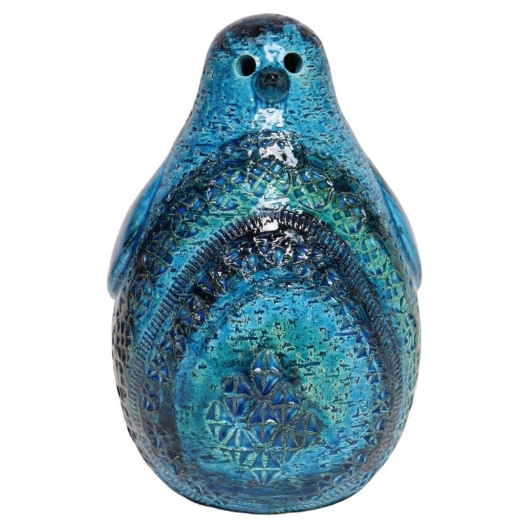 Large Vintage Italian Rimini Blu Ceramic Penguin by Aldo Londi for