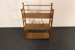 Petite Folk Art Victorian Style Gold Bamboo Three Tier Curio Shelf / Bookshelf