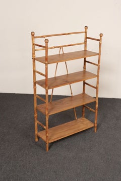 Antique Aesthestic Movement Bamboo Four Tier Curio Shelf / Etagere / Bookshelf