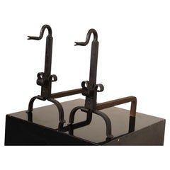 Soportes para leña antiguos de estilo Arts and Crafts, forjados a mano con forma de serpiente