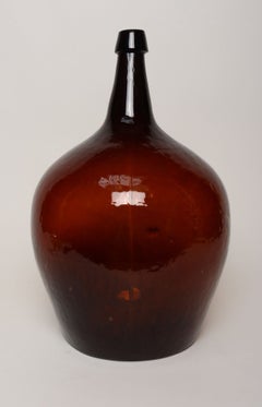 Vintage French Amber Glass Demijohn / Bonbonne Ambrée Brune