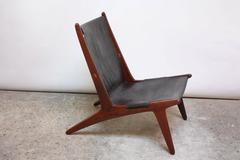 Swedish Teak and Leather Hunting Chair Model #204 by Uno and Östen Kristiansson