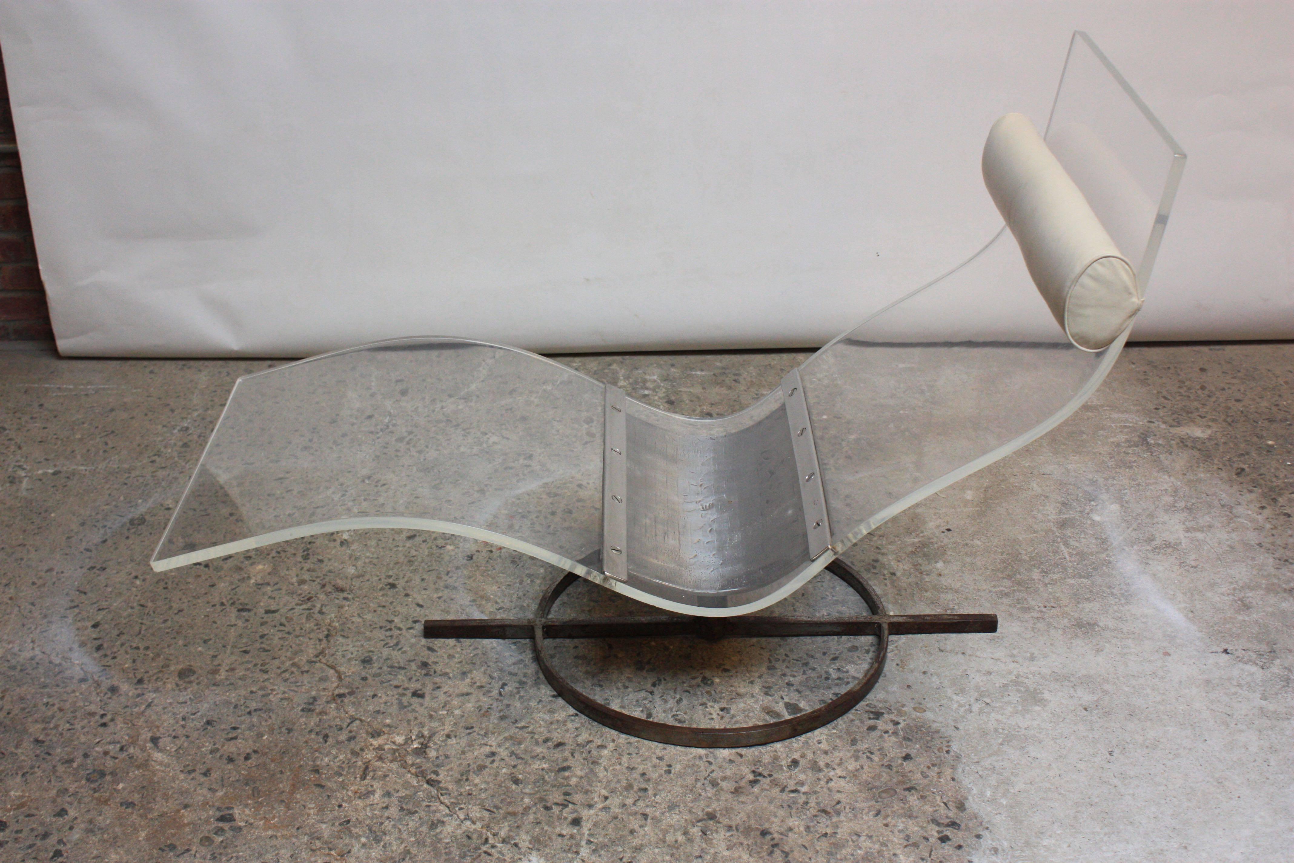 Mid-20th Century Mid-Century French Lucite and Steel Chaise Longue Prototype For Sale