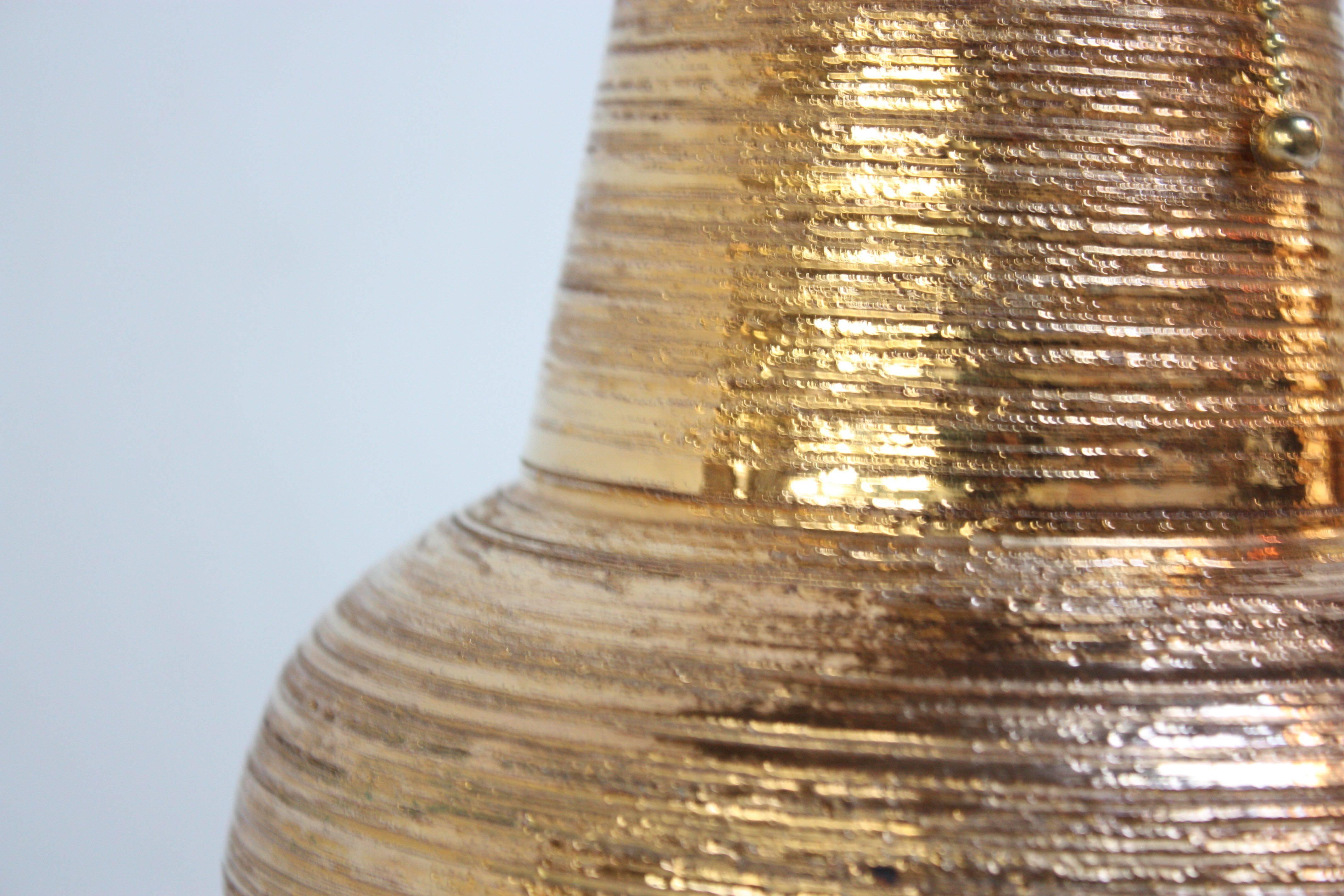 Italian Ceramic Table Lamp in Textured Gold Glaze For Sale 1