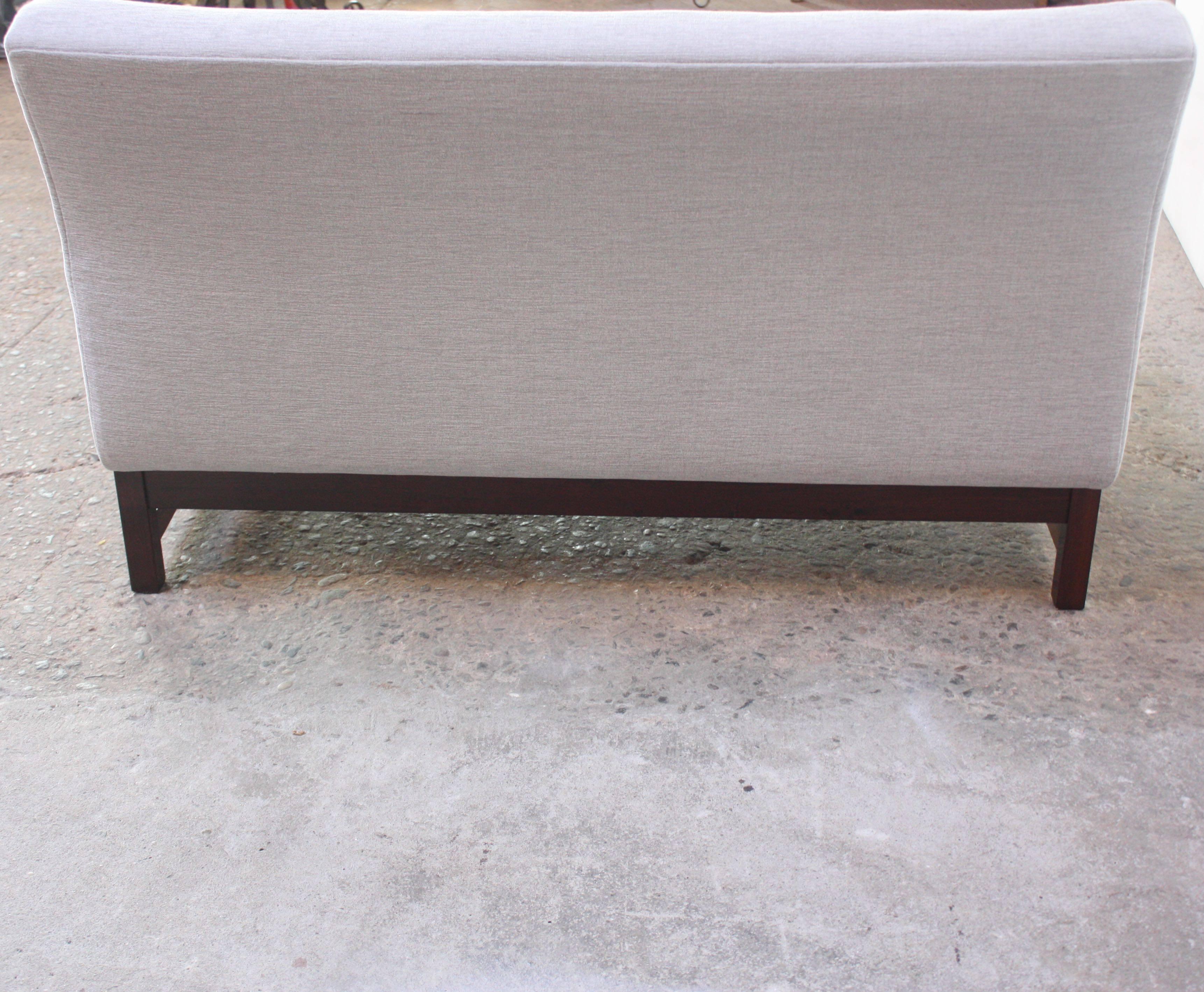 Mid-Century Modern Norwegian Modern LK Hjelle Settee in Chenille and Rosewood