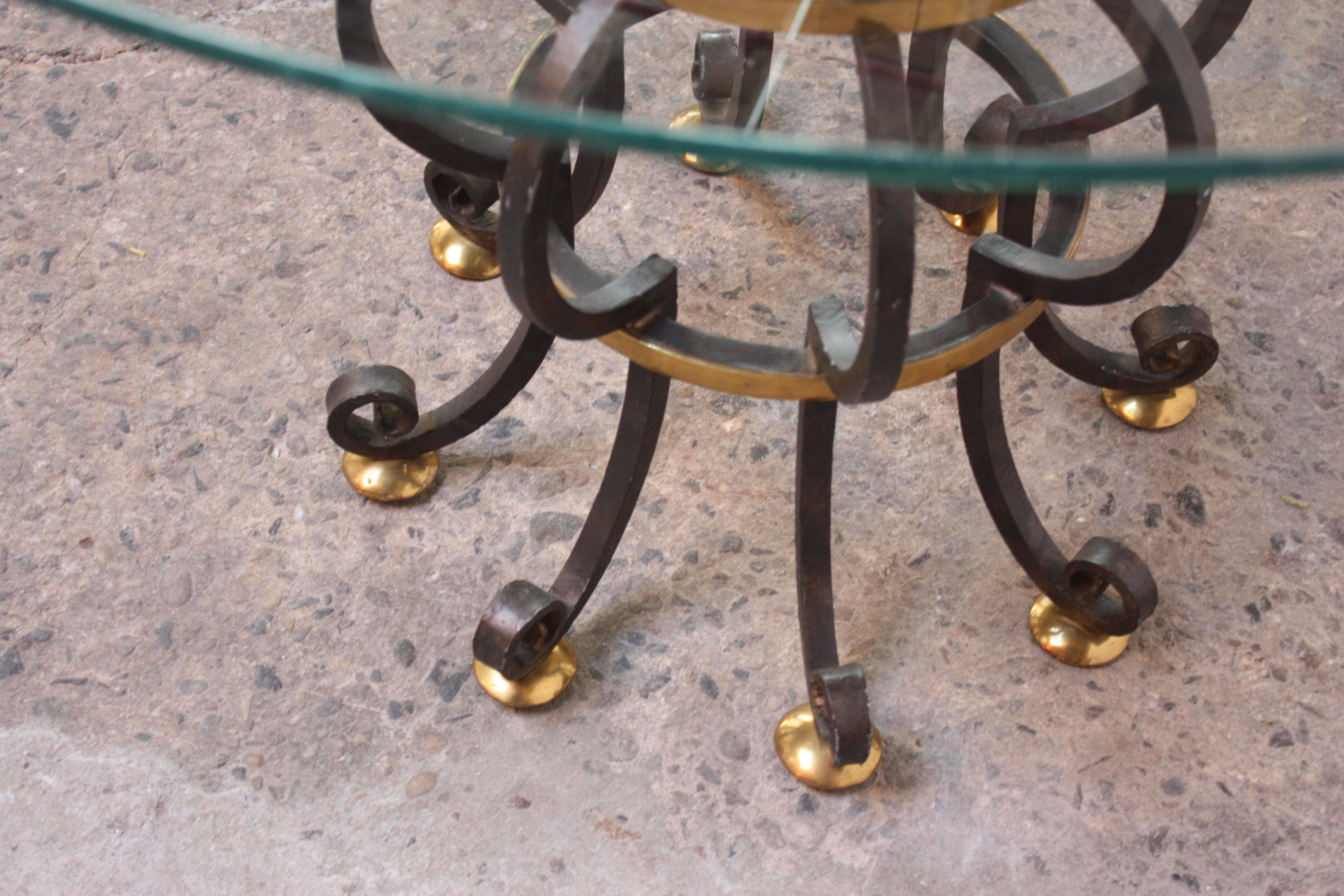 Hollywood Regency Style Brass and Steel Center Table after Maitland-Smith In Good Condition For Sale In Brooklyn, NY