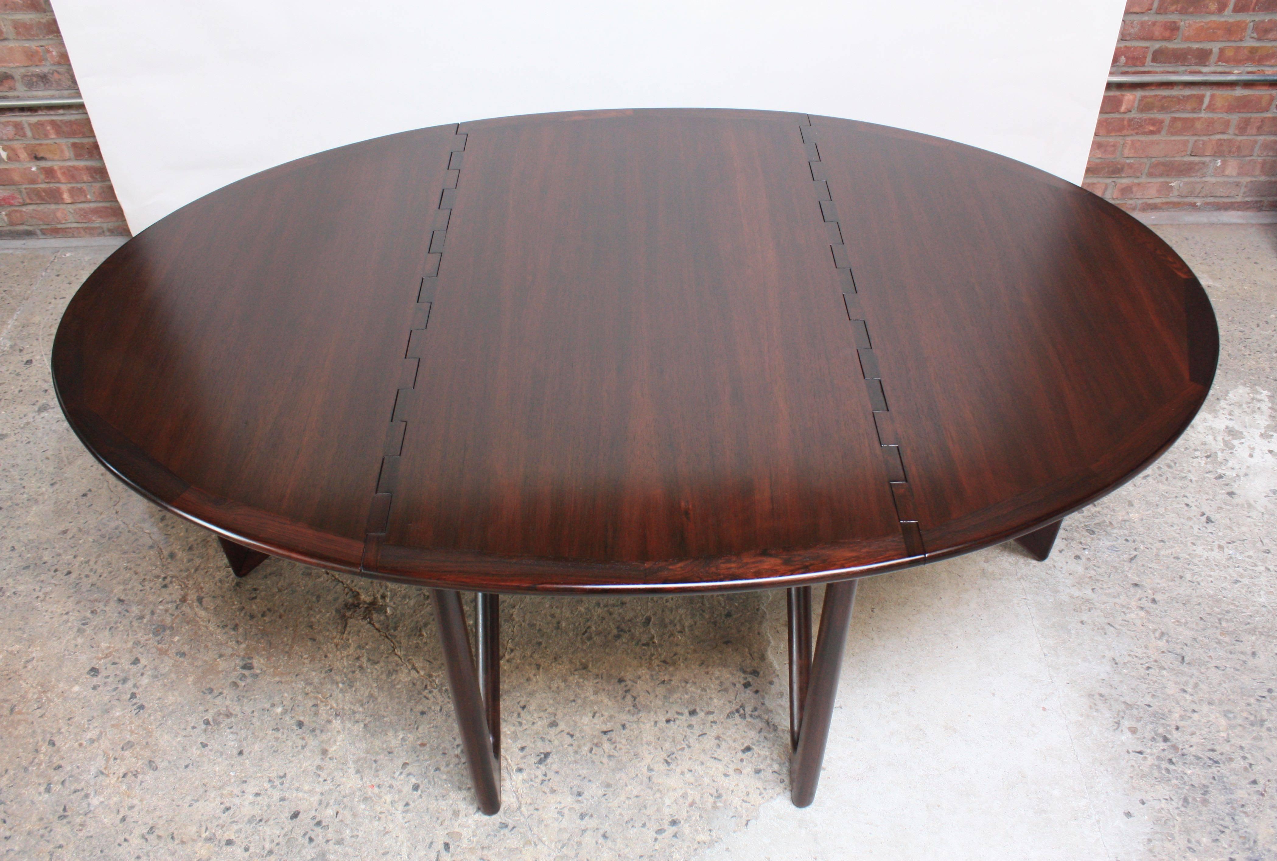Mid-Century Modern Niels Koefoed Elliptical Rosewood Gateleg 'Eva' Dining Table Model #304