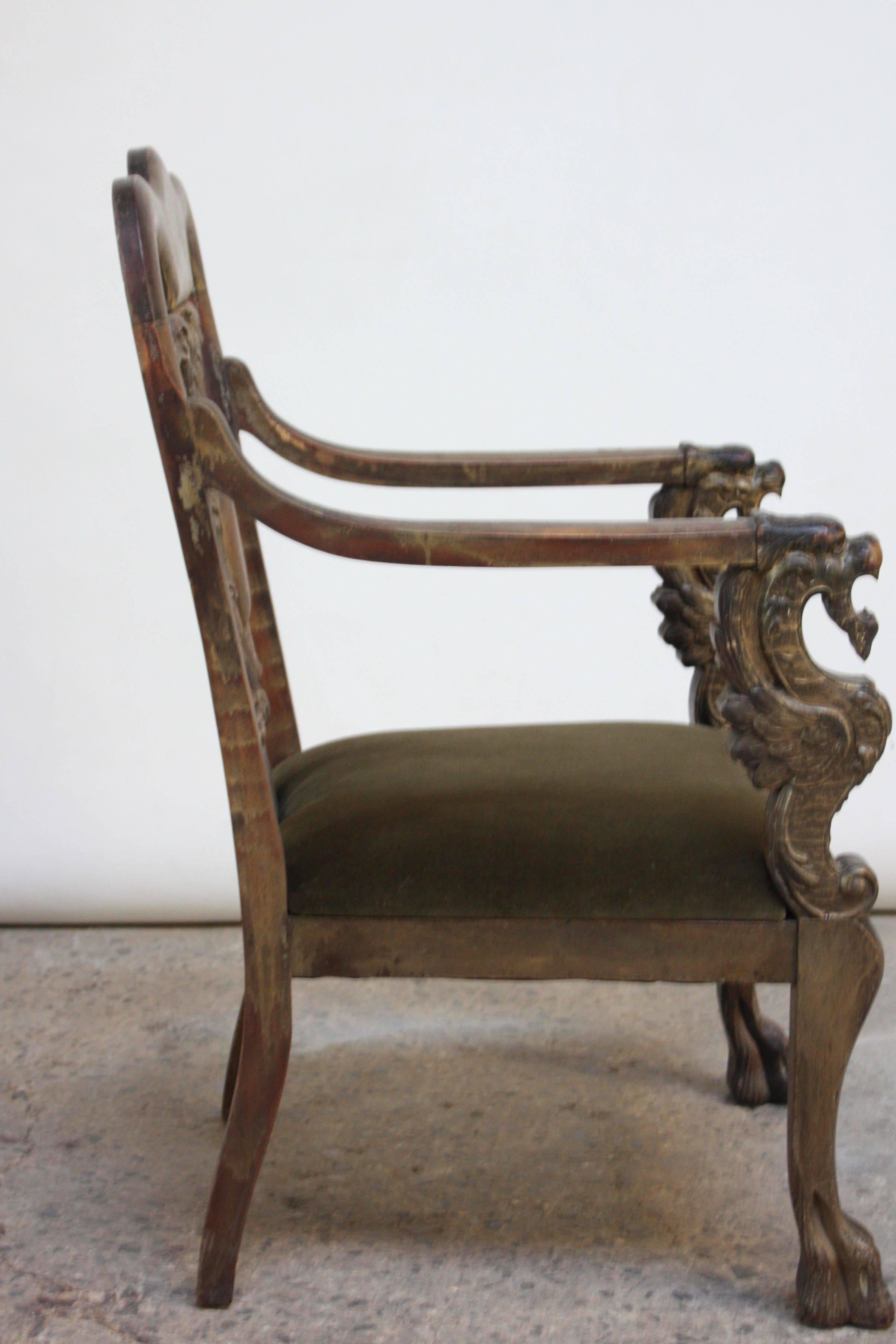 Folk Art Majestic Odd Fellows Carved and Painted Armchair For Sale