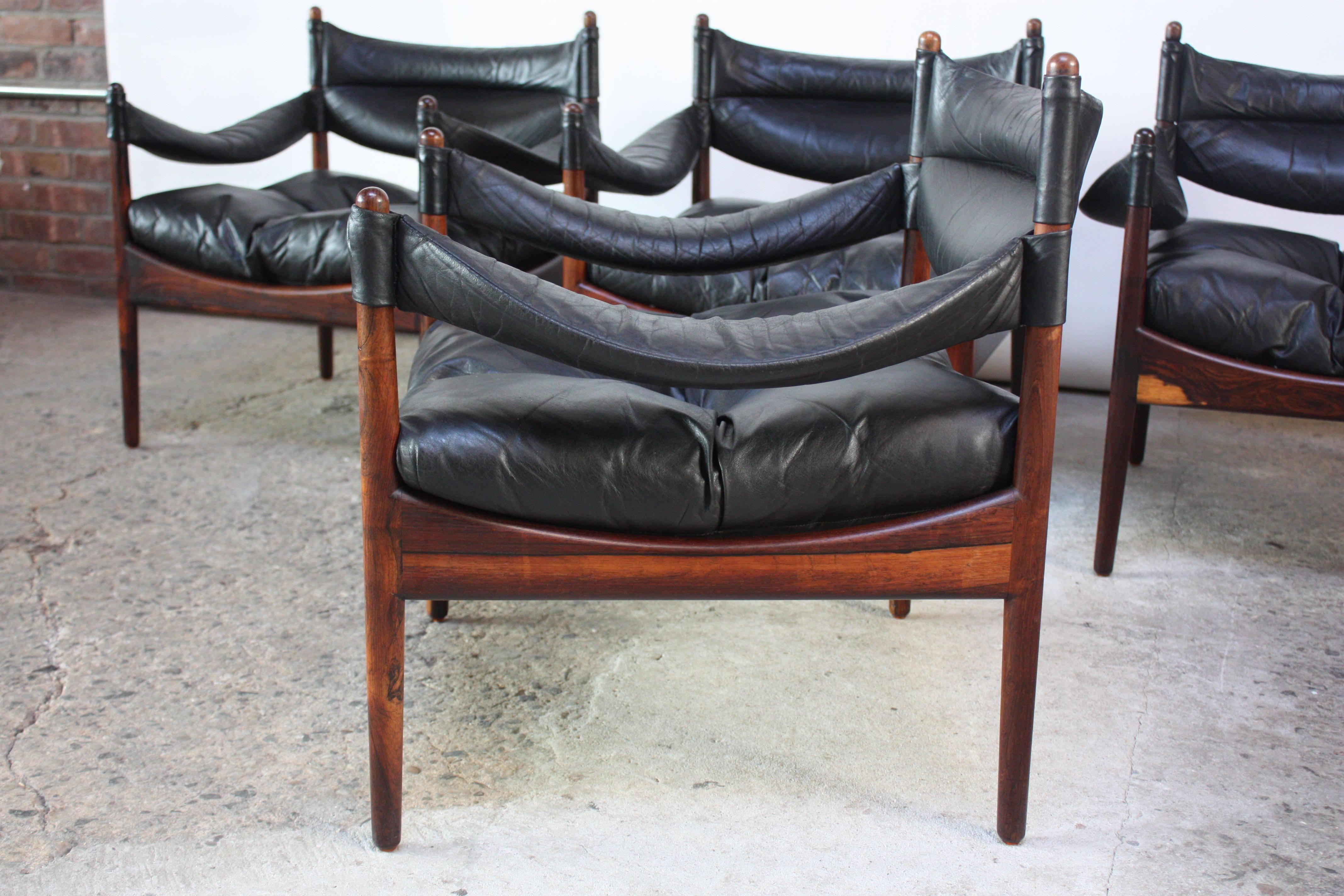 Set of Four Kristian Solmer Vedel 'Modus' Rosewood Lounge Chairs In Excellent Condition In Brooklyn, NY