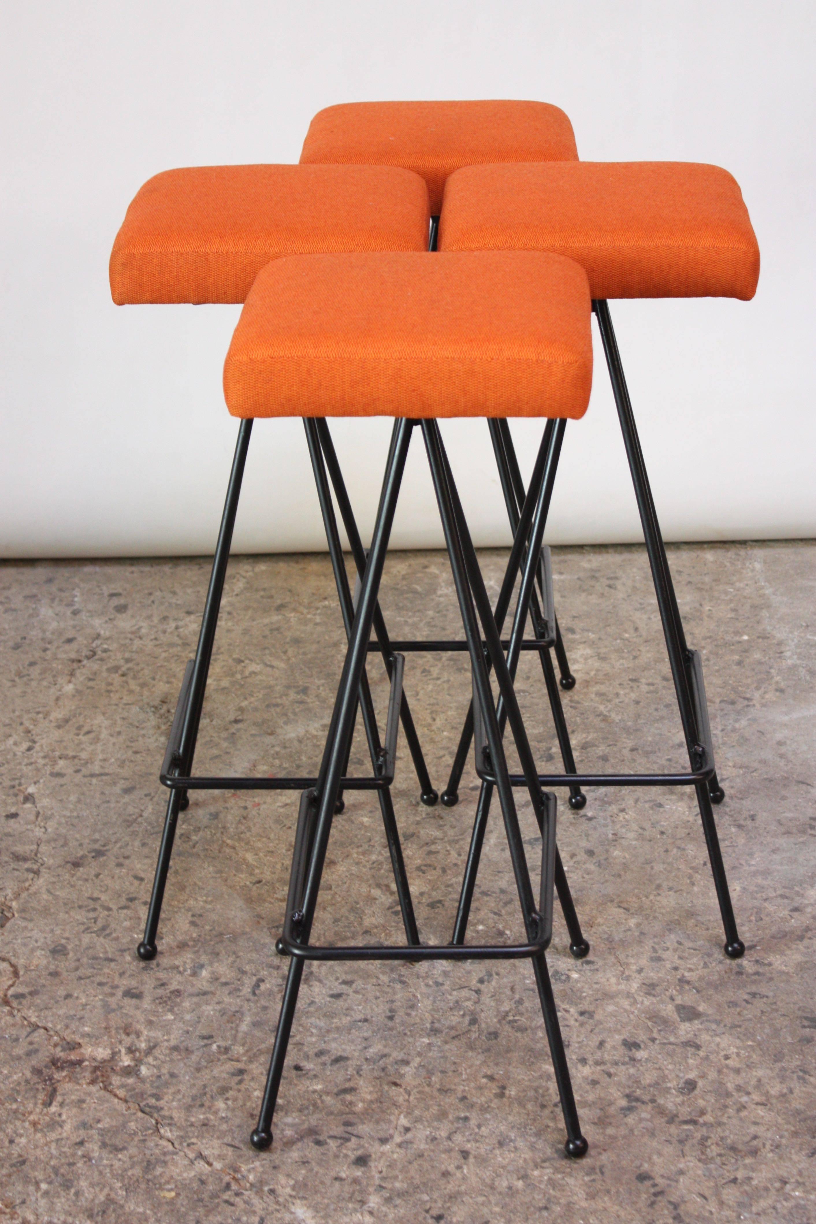 American Set of Four Adrian Pearsall #11 Iron Barstools
