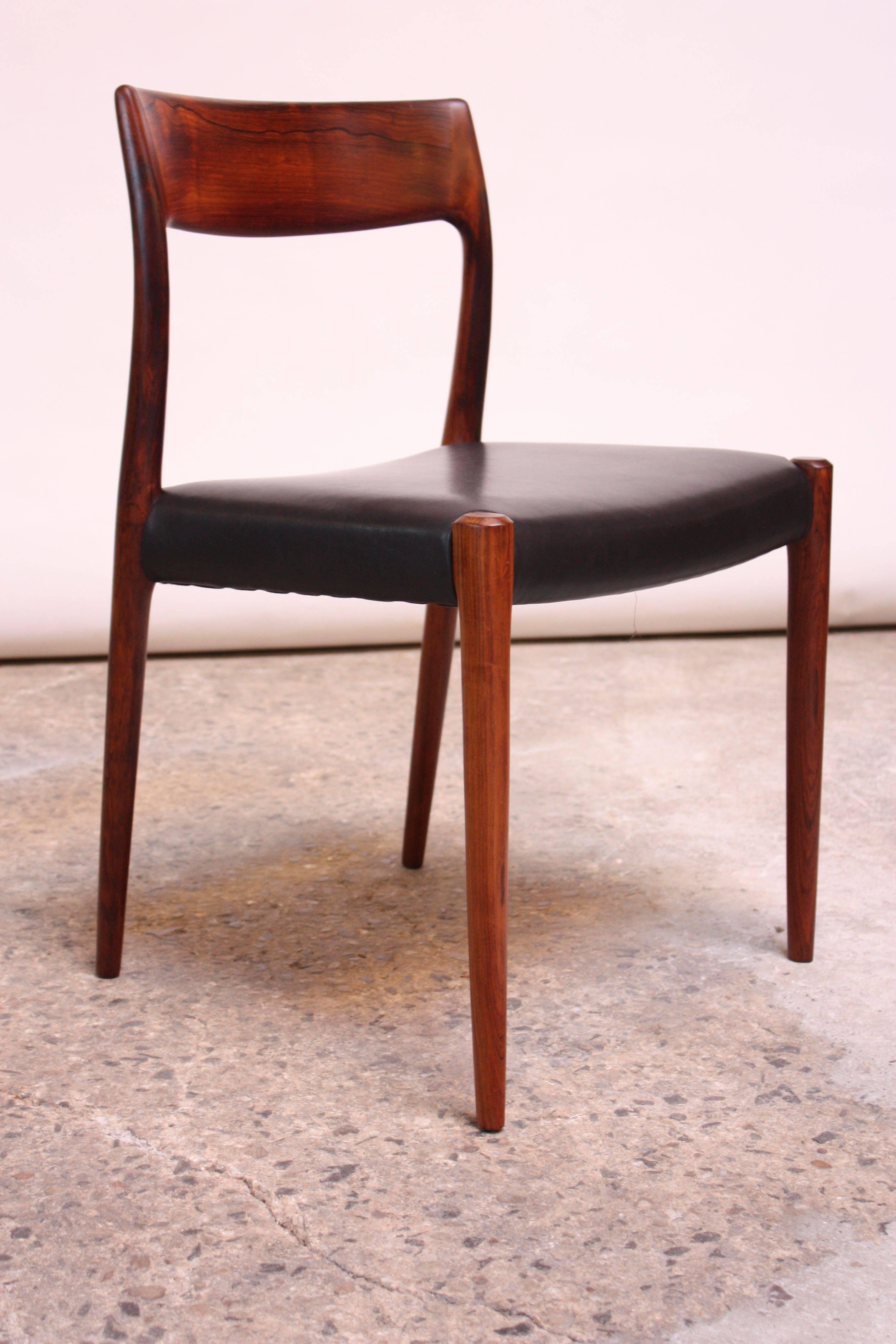 Set of Six Rosewood #77 Dining Chairs by Niels O. Møller  1