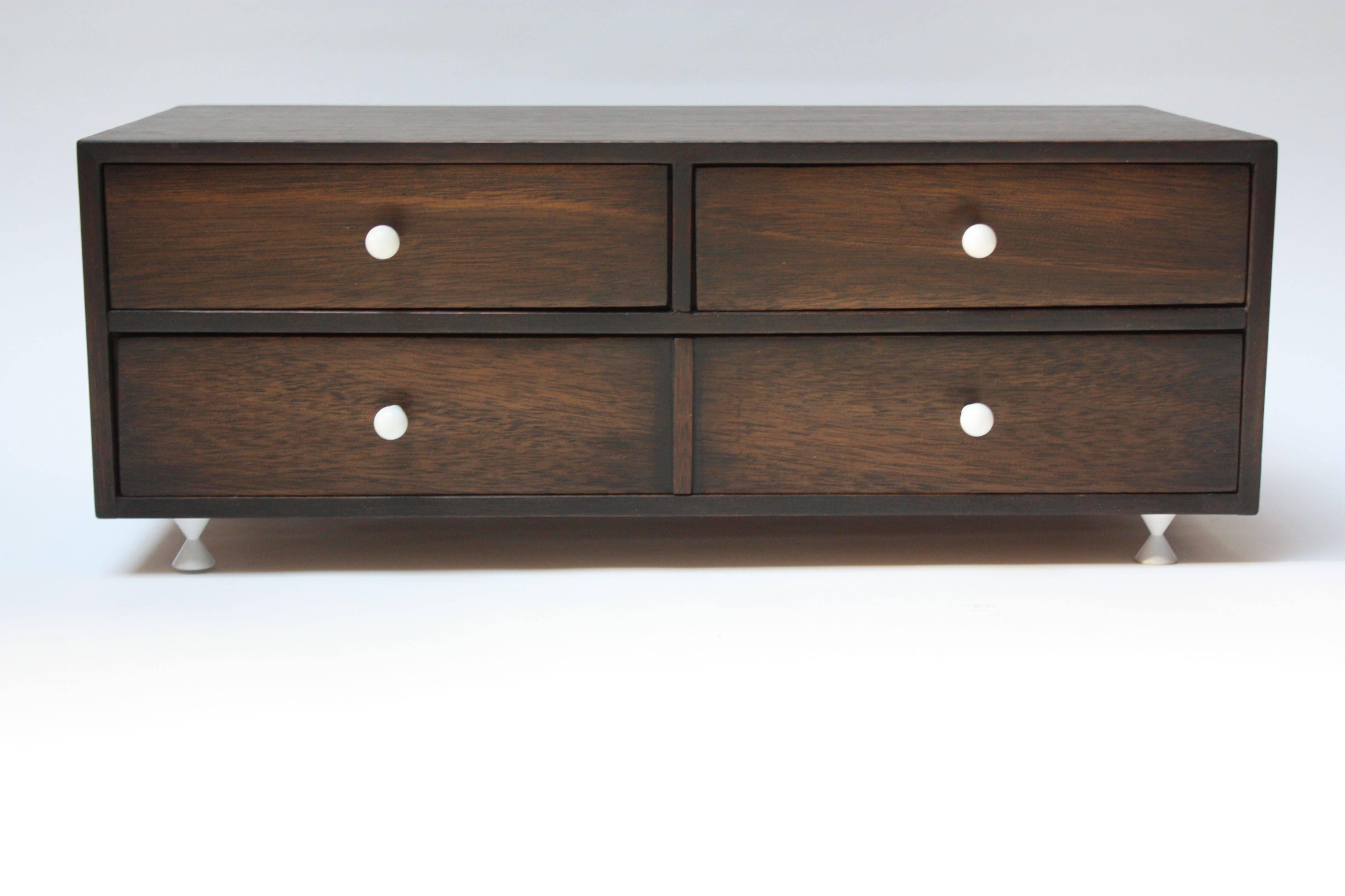 Mid-Century Modern Stained Mahogany Jewelry Cabinet by American of Martinsville