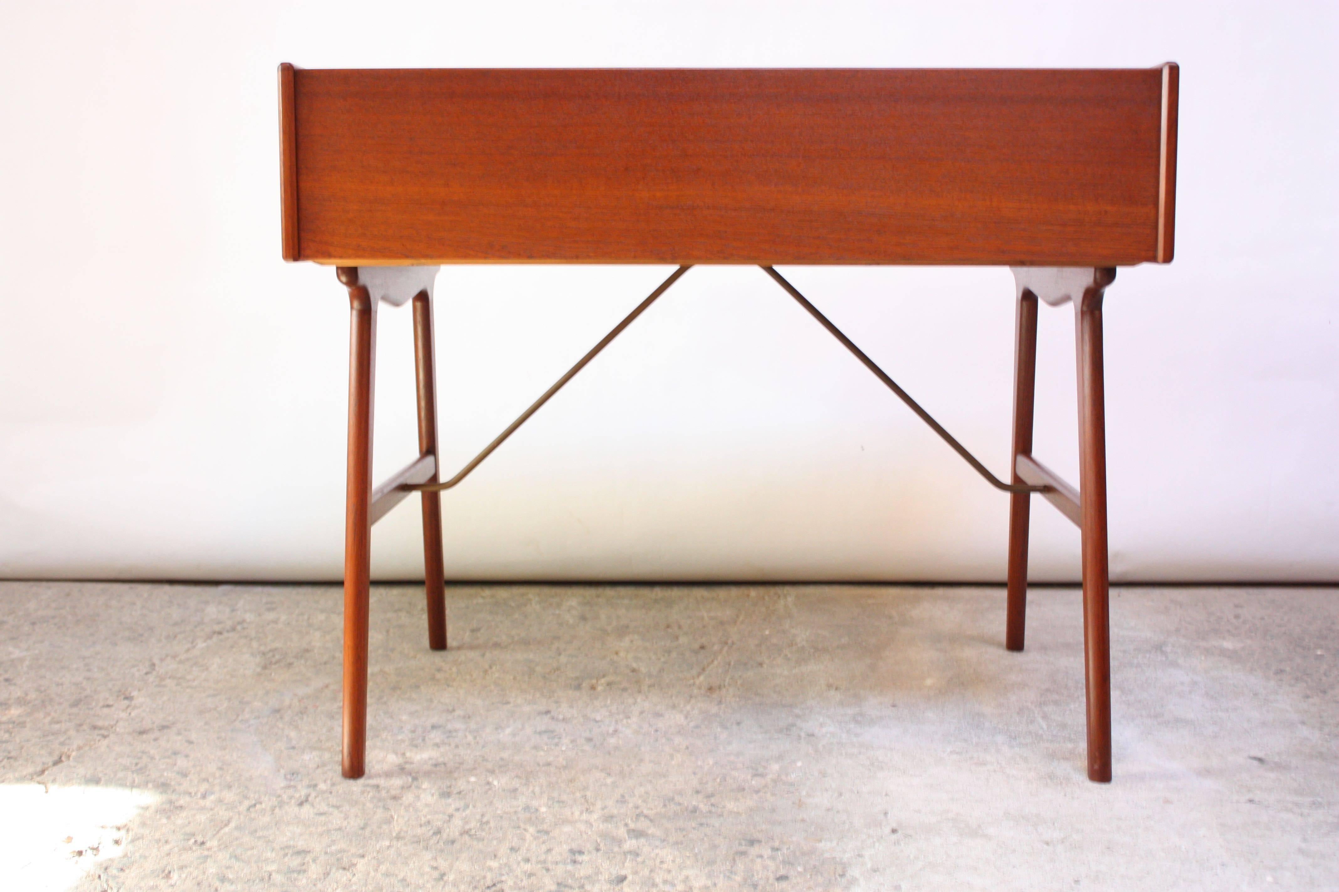 Teak and Brass 'Ladies' Desk by Arne Wahl Iversen In Excellent Condition In Brooklyn, NY