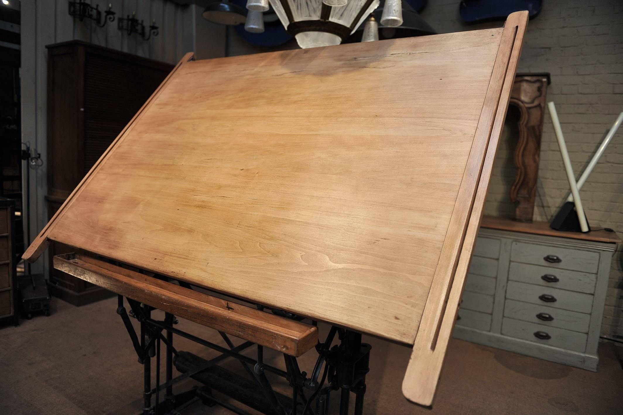 Optima French Adjustable Architect's Drafting Table, 1900s 4