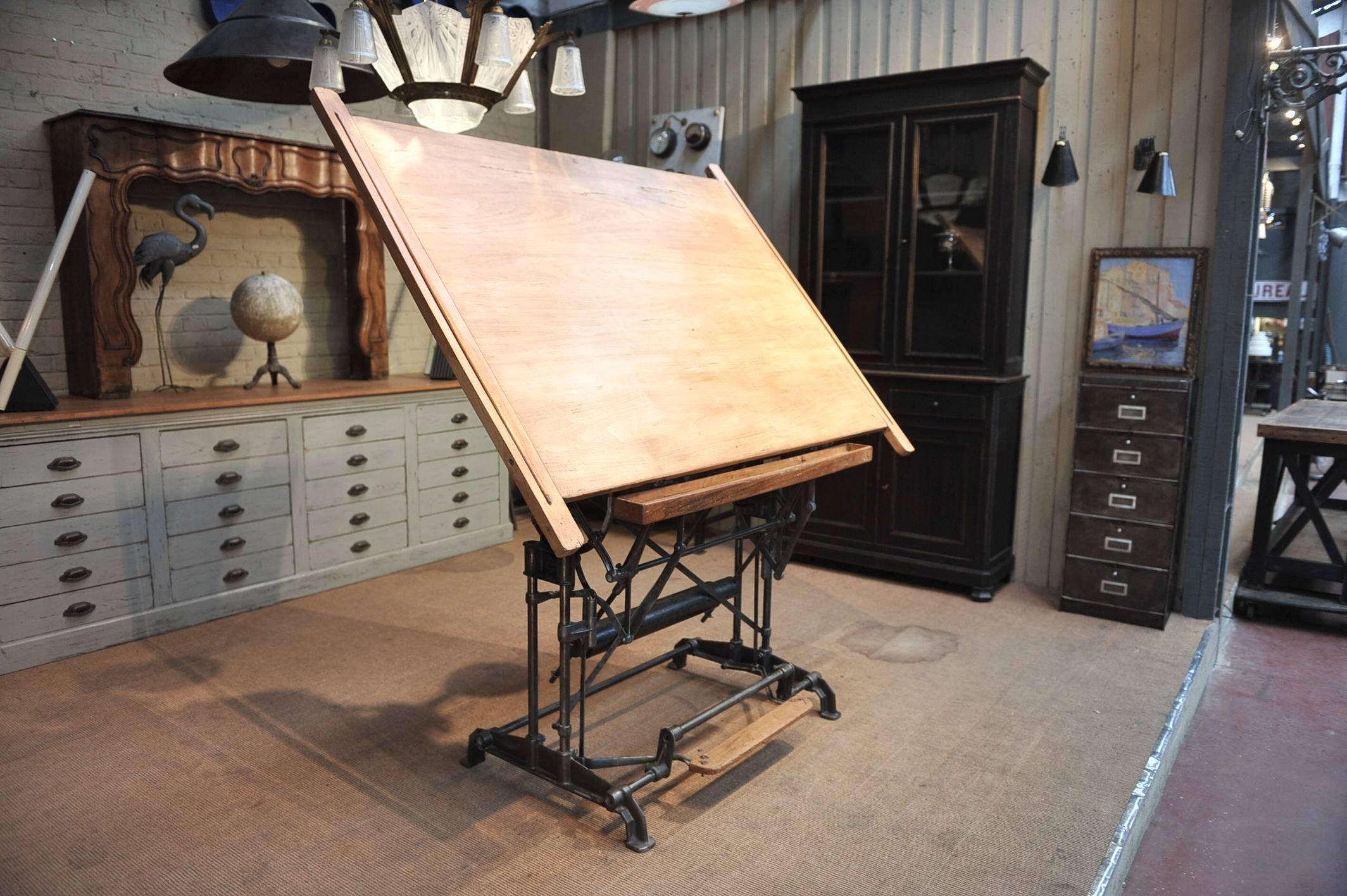 Optima French Adjustable Architect's Drafting Table, 1900s 2